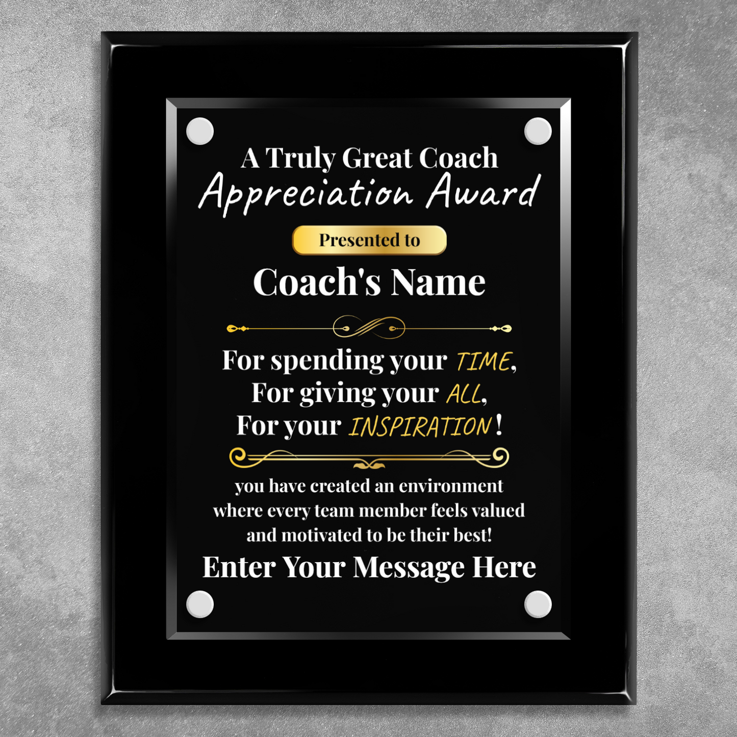A Truly Great Coach  8" x 10" High Gloss Piano Finish Photo Plaque 2