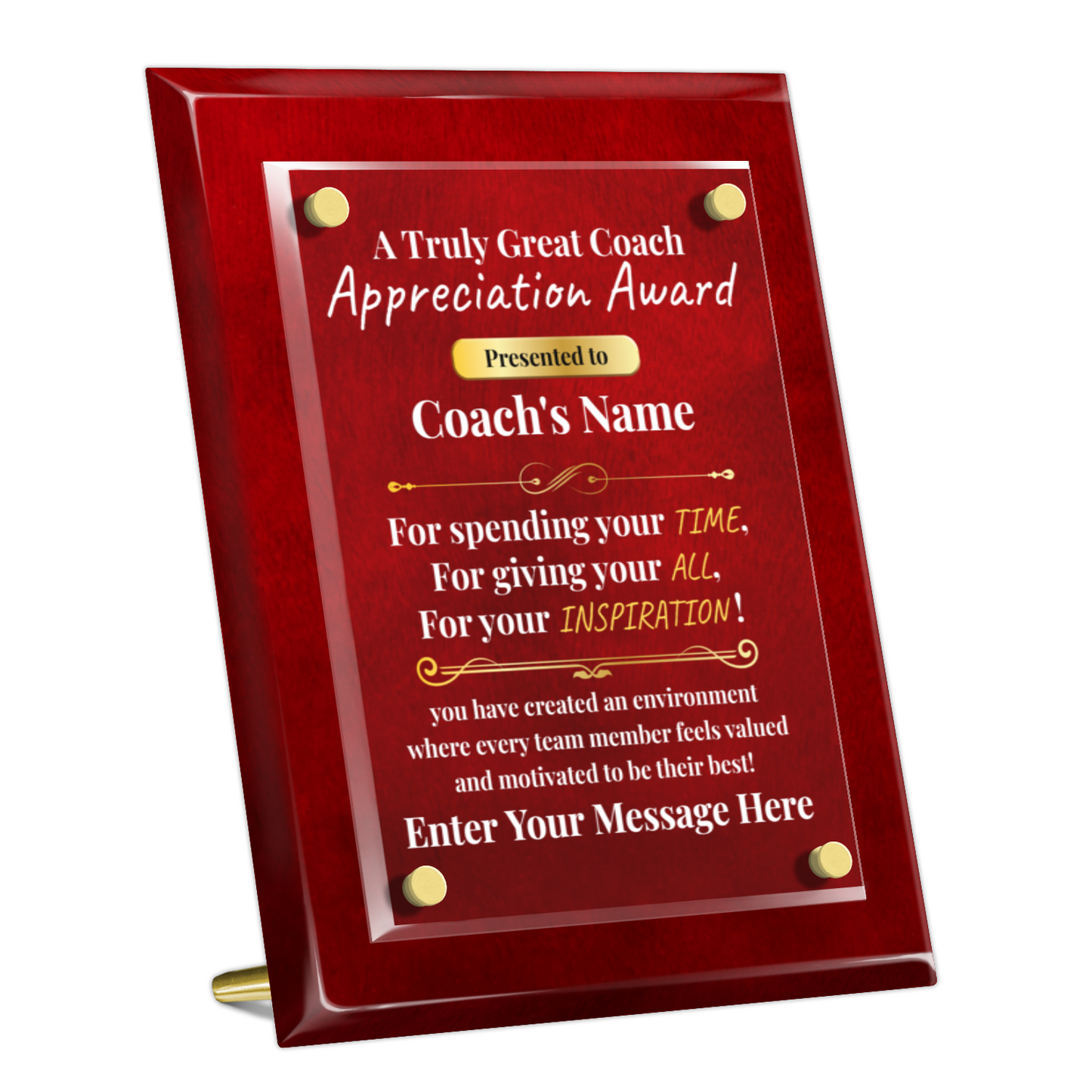 A Truly Great Coach  8" x 10" High Gloss Piano Finish Photo Plaque 2