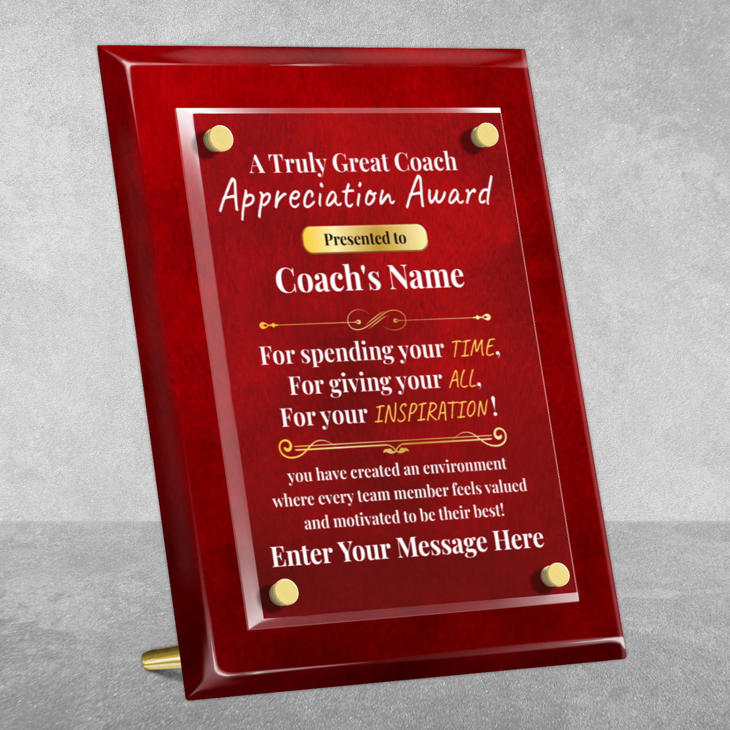 A Truly Great Coach  8" x 10" High Gloss Piano Finish Photo Plaque 2
