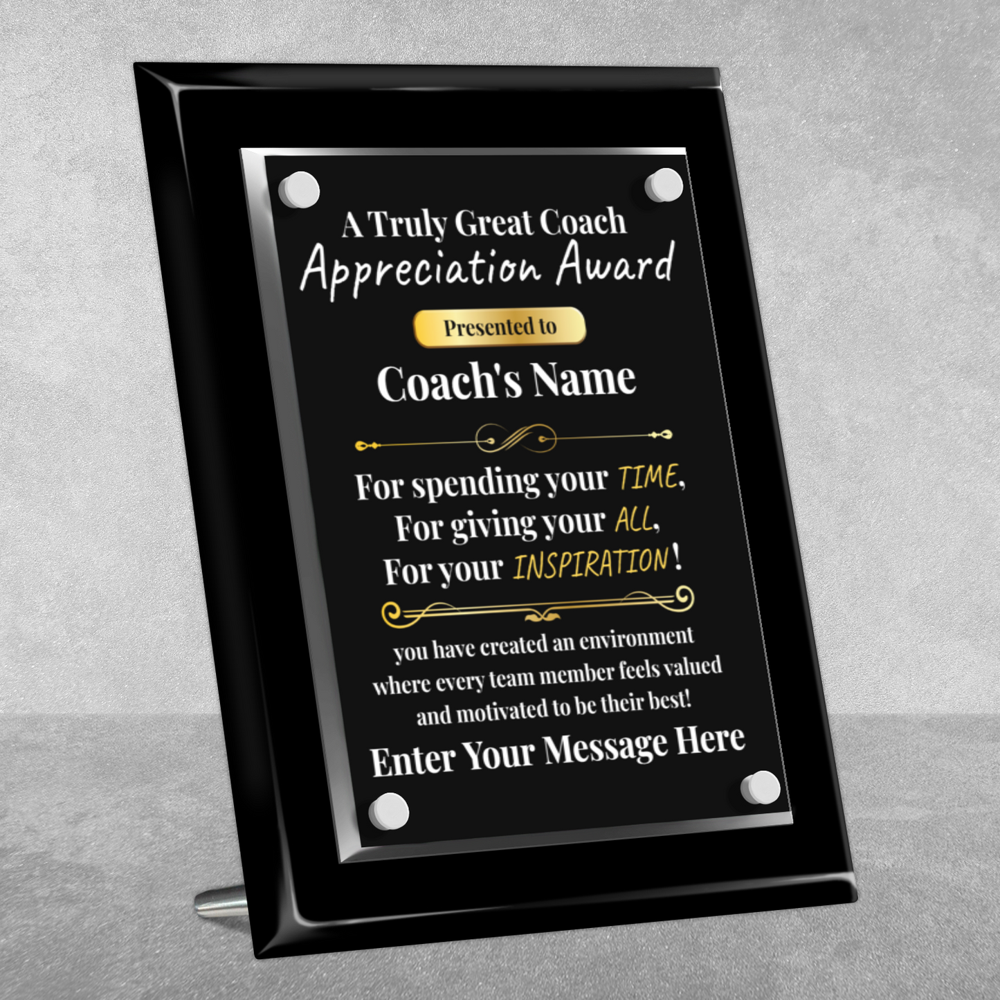 A Truly Great Coach  8" x 10" High Gloss Piano Finish Photo Plaque 2
