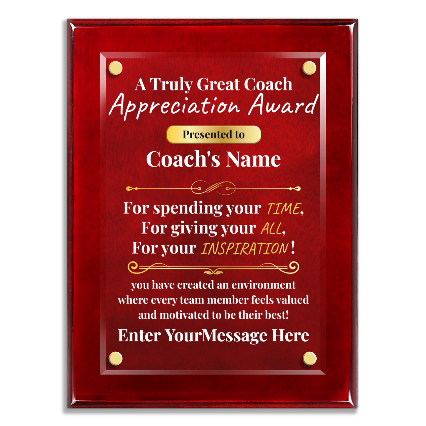 A Truly Great Coach 9" x 12" High Gloss Piano Finish Photo Plaque 2