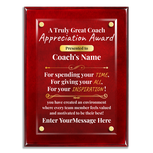 A Truly Great Coach 9" x 12" High Gloss Piano Finish Photo Plaque 2