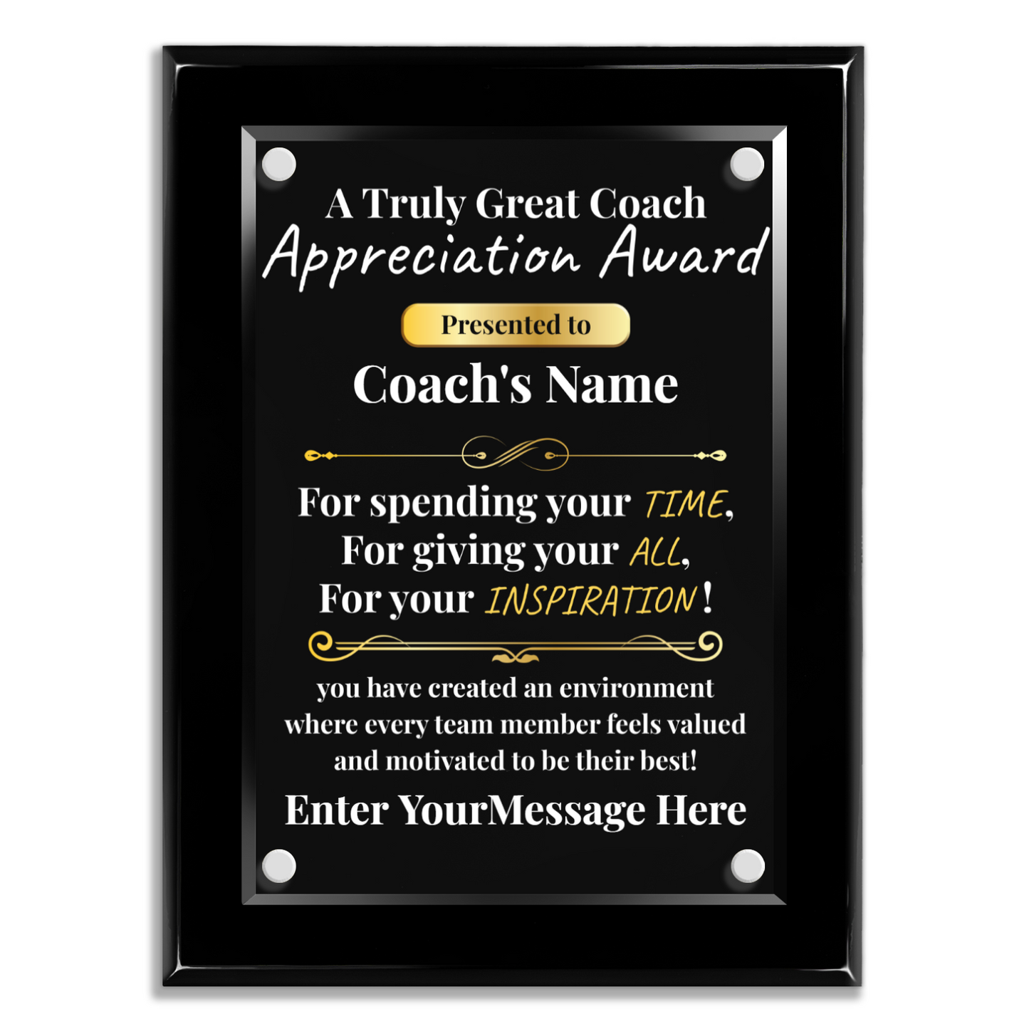 A Truly Great Coach 9" x 12" High Gloss Piano Finish Photo Plaque 2