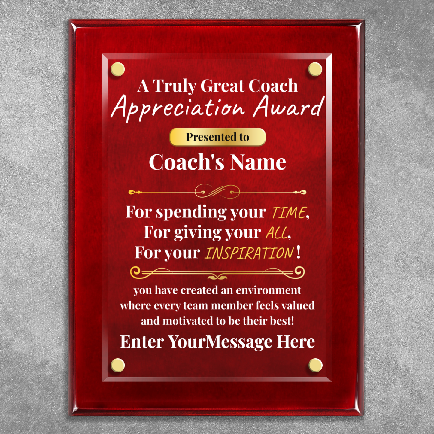 A Truly Great Coach 9" x 12" High Gloss Piano Finish Photo Plaque 2
