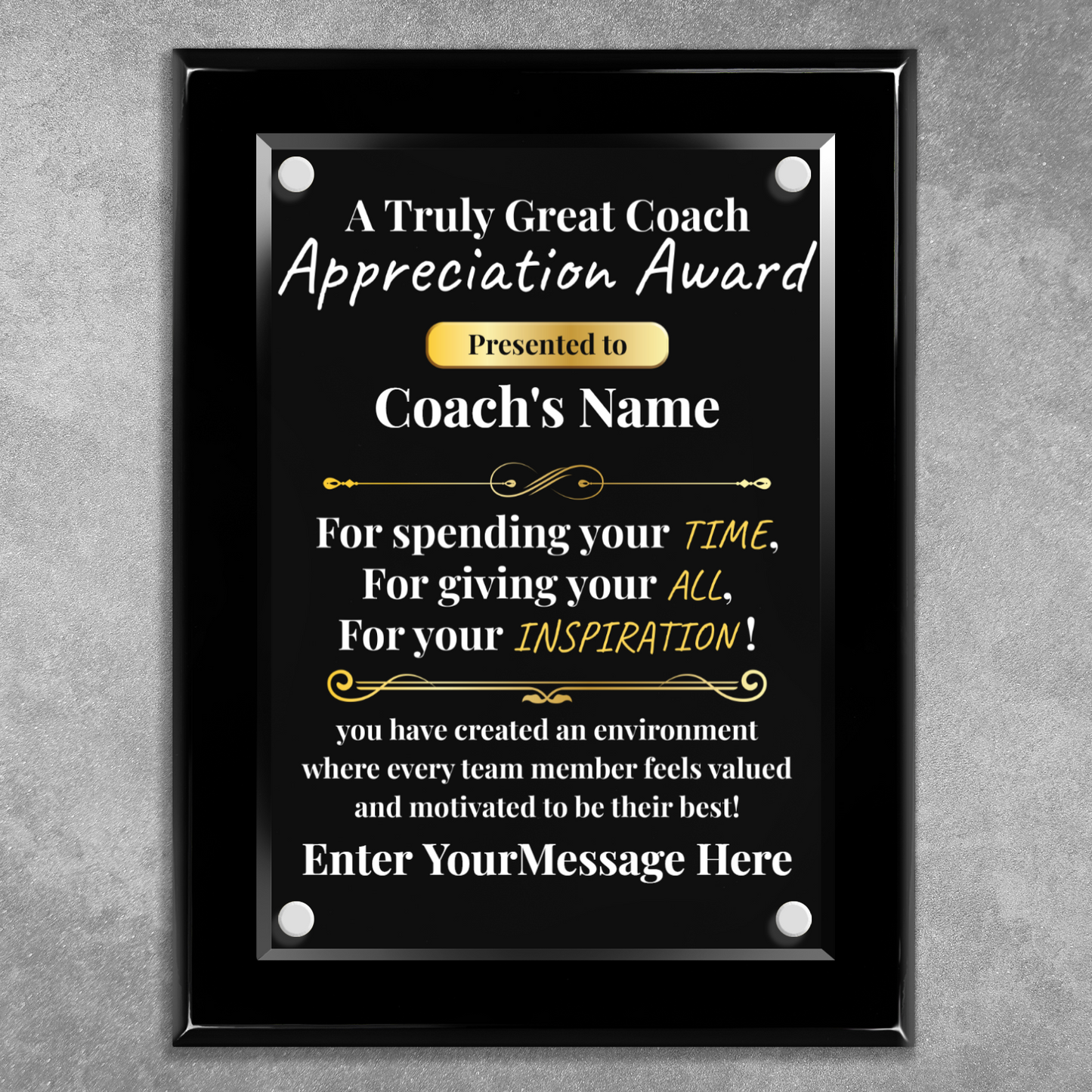 A Truly Great Coach 9" x 12" High Gloss Piano Finish Photo Plaque 2
