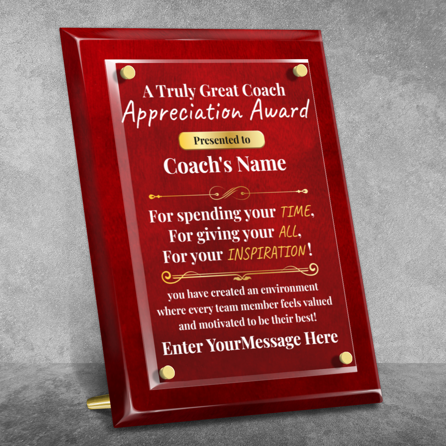 A Truly Great Coach 9" x 12" High Gloss Piano Finish Photo Plaque 2