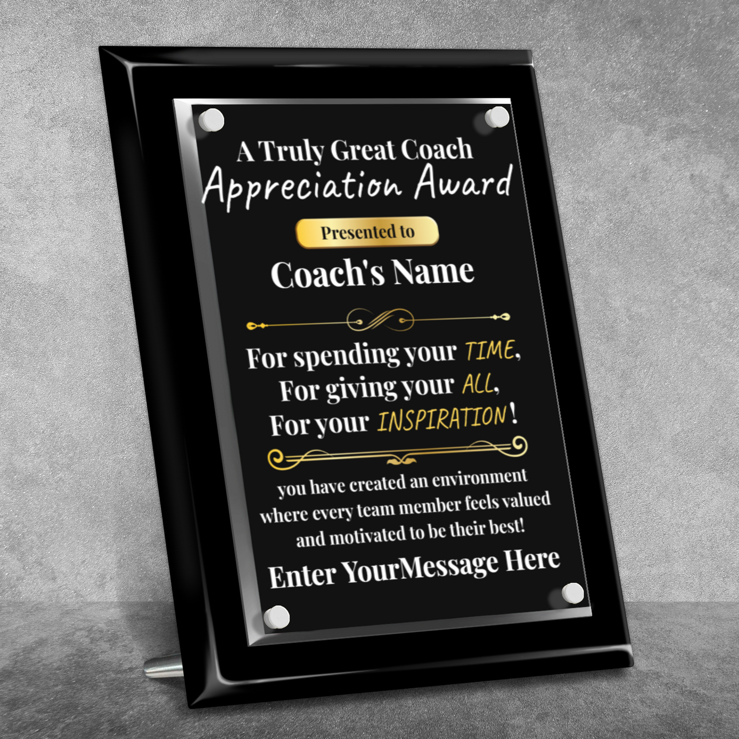 A Truly Great Coach 9" x 12" High Gloss Piano Finish Photo Plaque 2