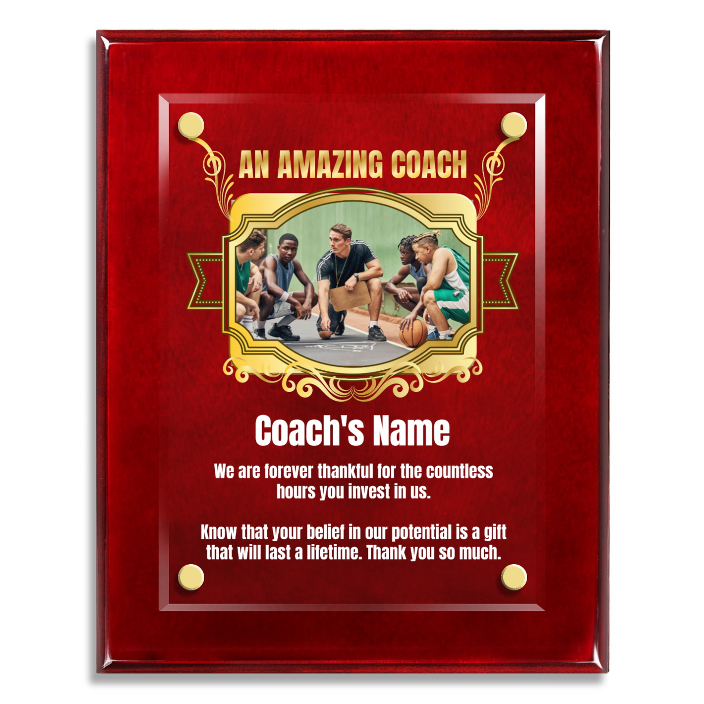 An Amazing Coach  8" x 10" High Gloss Piano Finish Photo Plaque 2