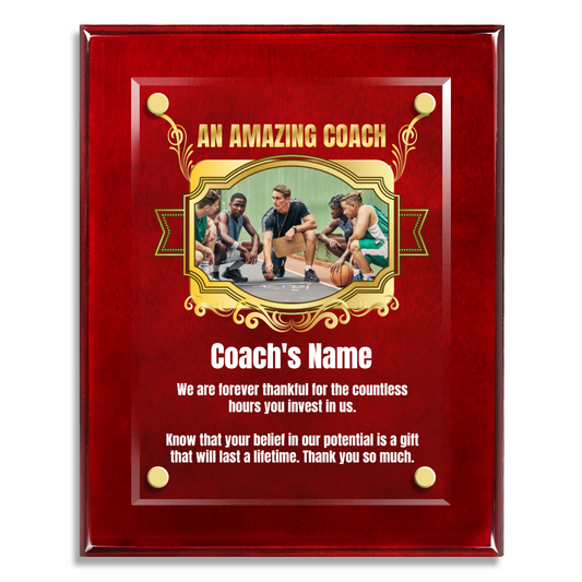An Amazing Coach  8" x 10" High Gloss Piano Finish Photo Plaque 2