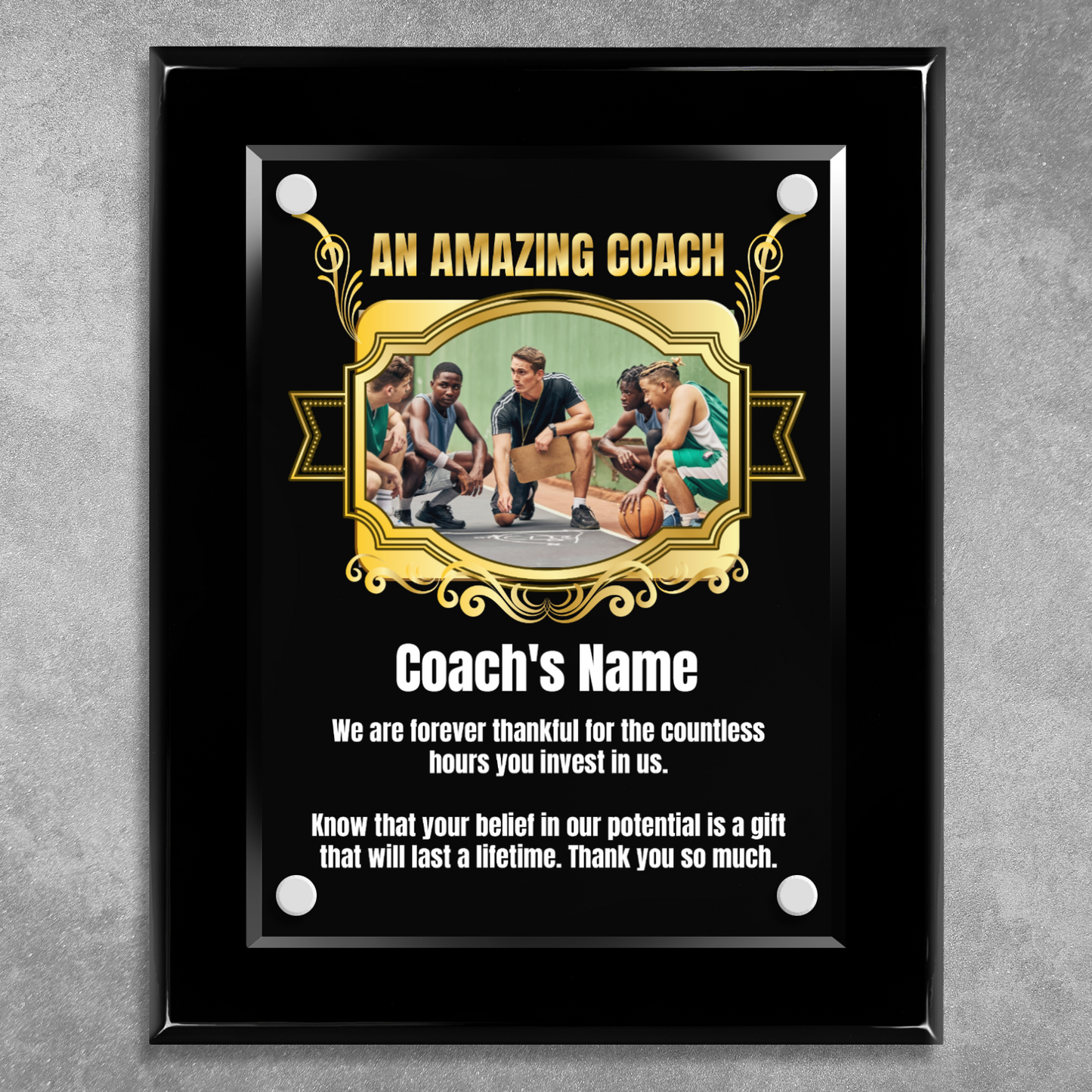 An Amazing Coach  8" x 10" High Gloss Piano Finish Photo Plaque 2