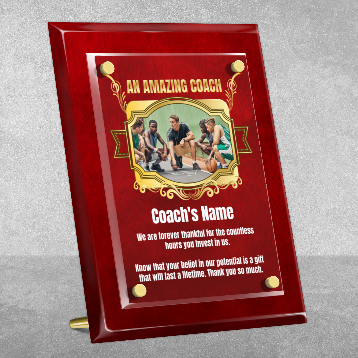 An Amazing Coach  8" x 10" High Gloss Piano Finish Photo Plaque 2