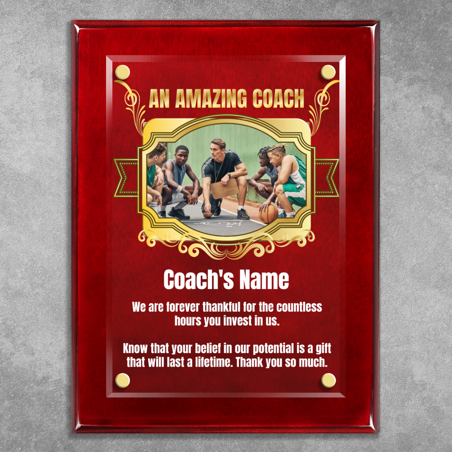 An Amazing Coach 9" x 12" High Gloss Piano Finish Photo Plaque 2