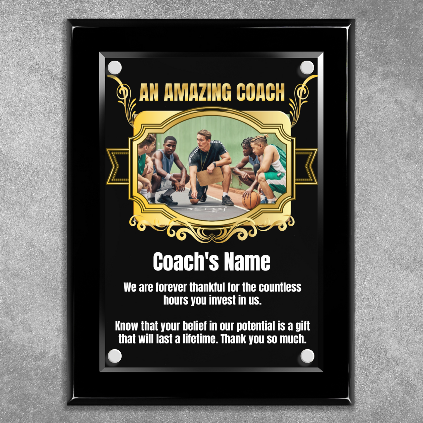 An Amazing Coach 9" x 12" High Gloss Piano Finish Photo Plaque 2