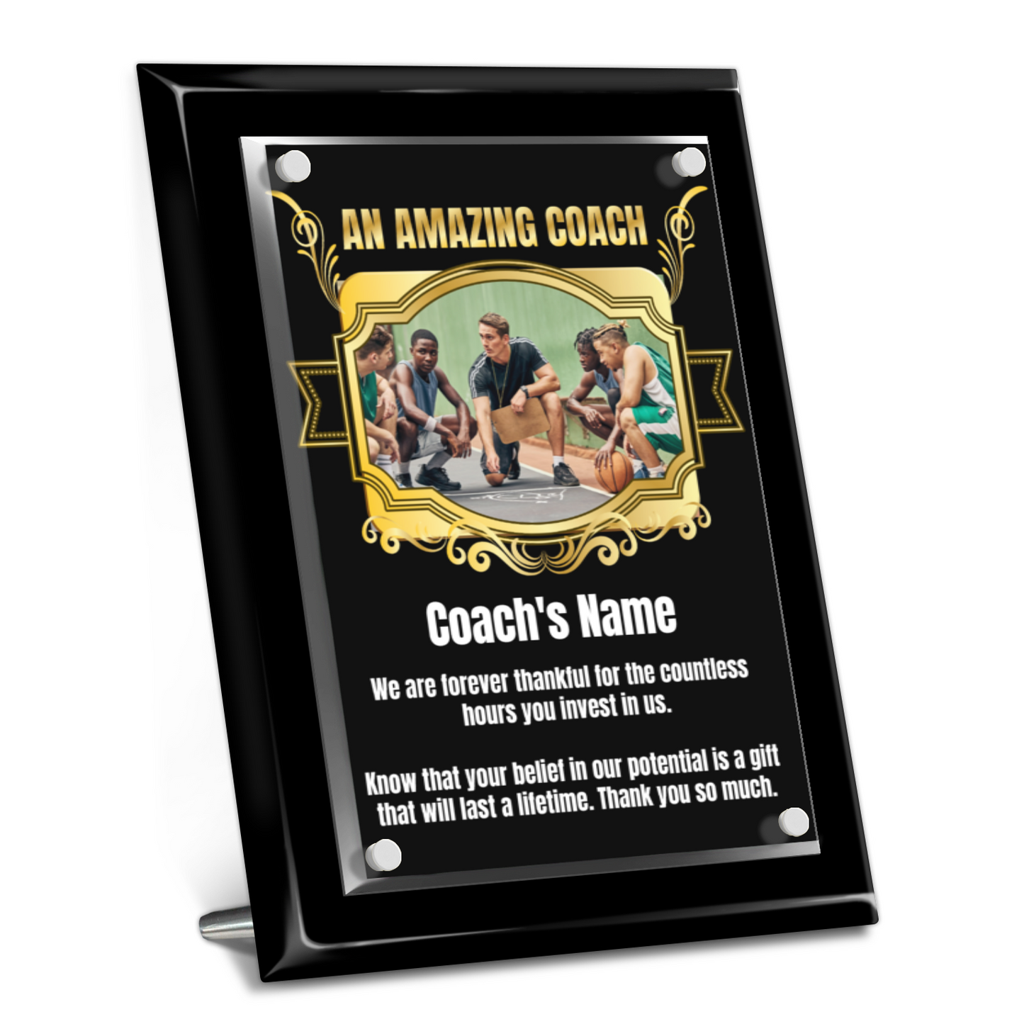 An Amazing Coach 9" x 12" High Gloss Piano Finish Photo Plaque 2