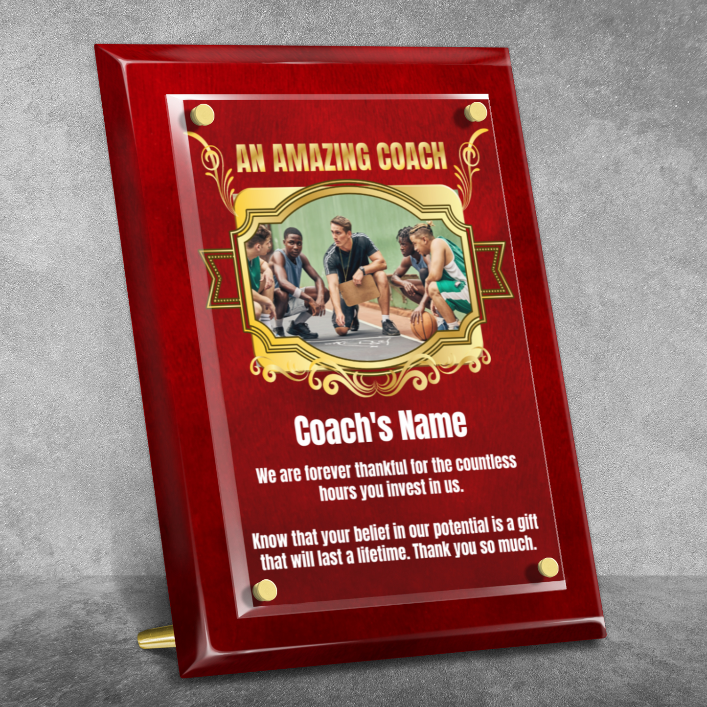 An Amazing Coach 9" x 12" High Gloss Piano Finish Photo Plaque 2