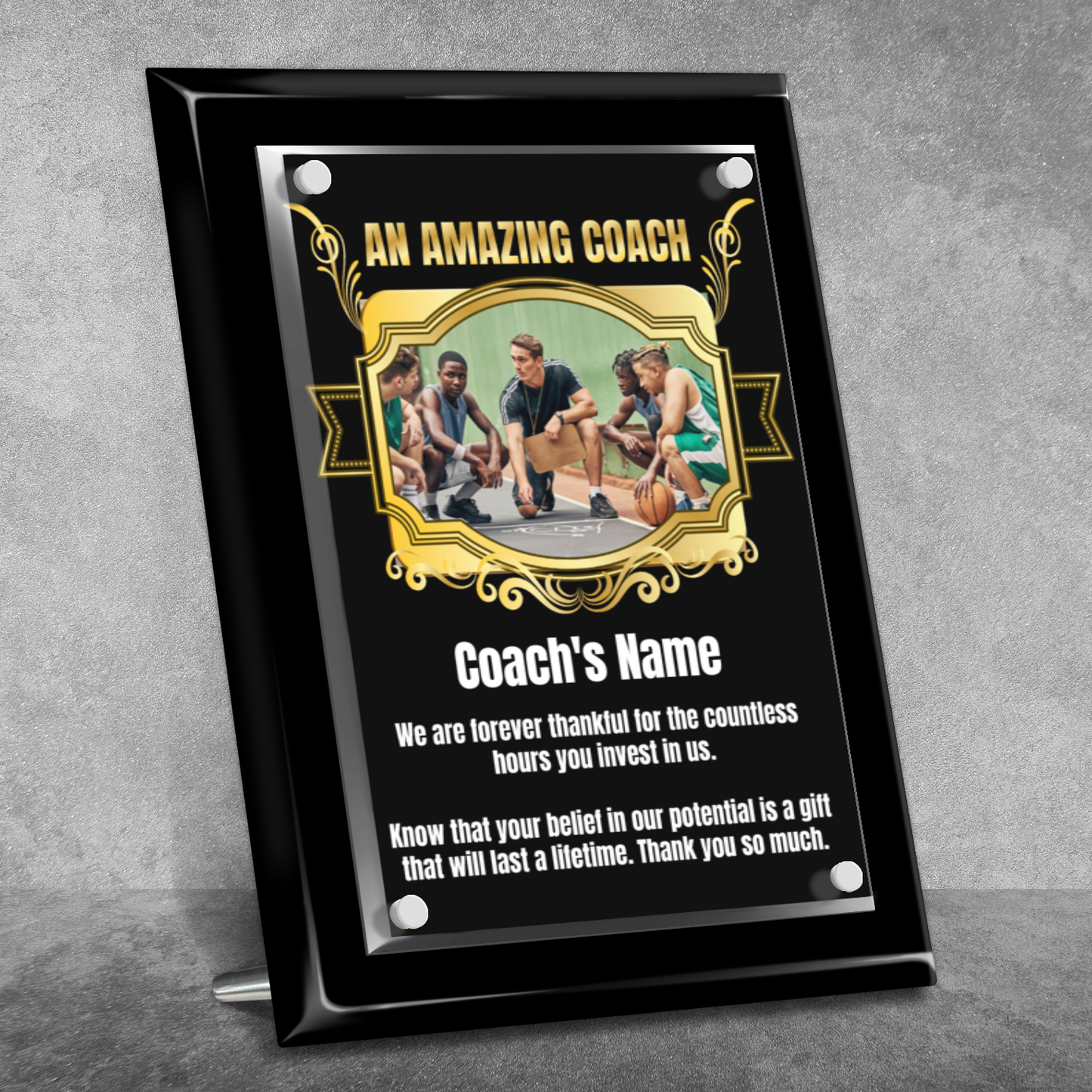 An Amazing Coach 9" x 12" High Gloss Piano Finish Photo Plaque 2