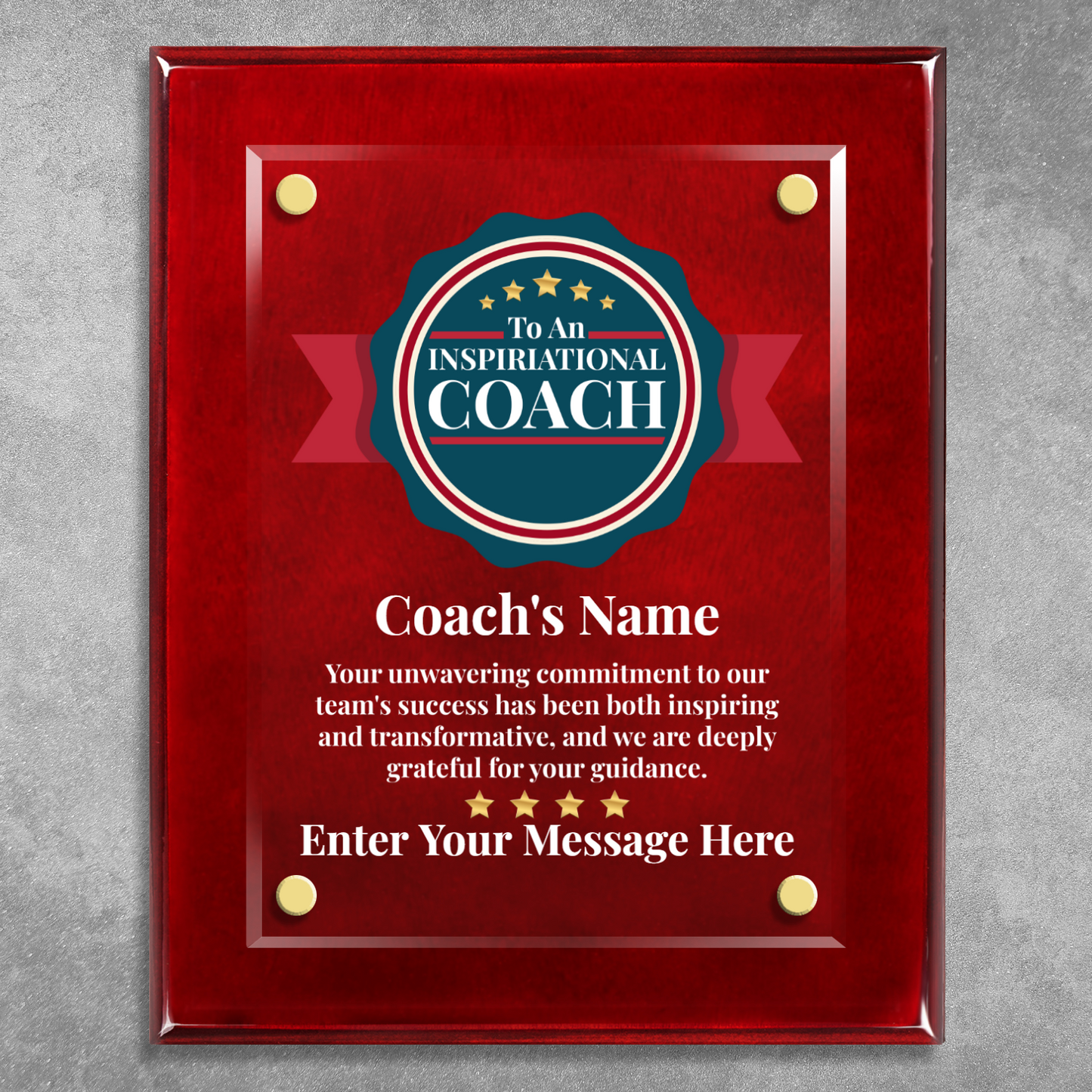 An Inspirational Coach  8" x 10" High Gloss Piano Finish Photo Plaque