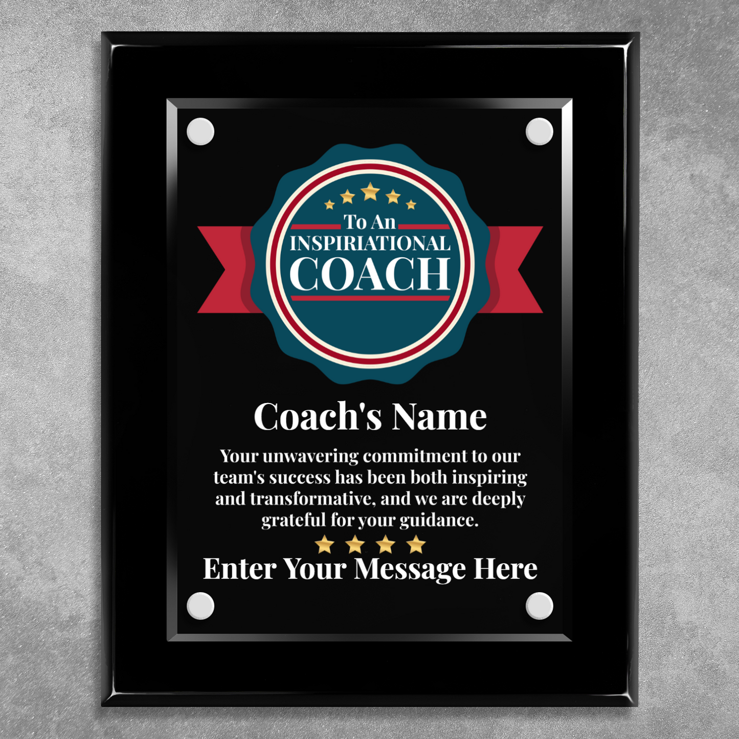 An Inspirational Coach  8" x 10" High Gloss Piano Finish Photo Plaque