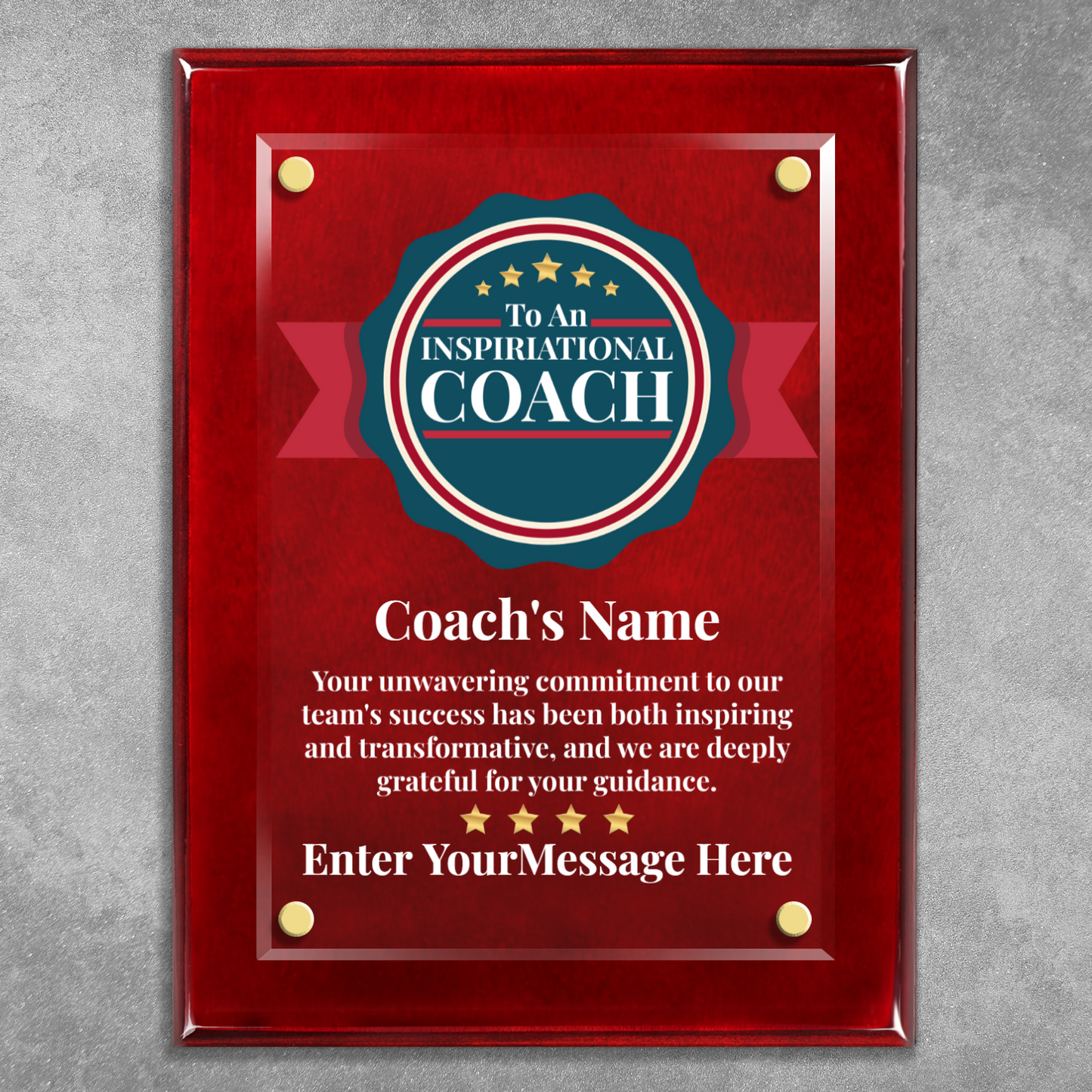 An Inspirational Coach 9" x 12" High Gloss Piano Finish Photo Plaque