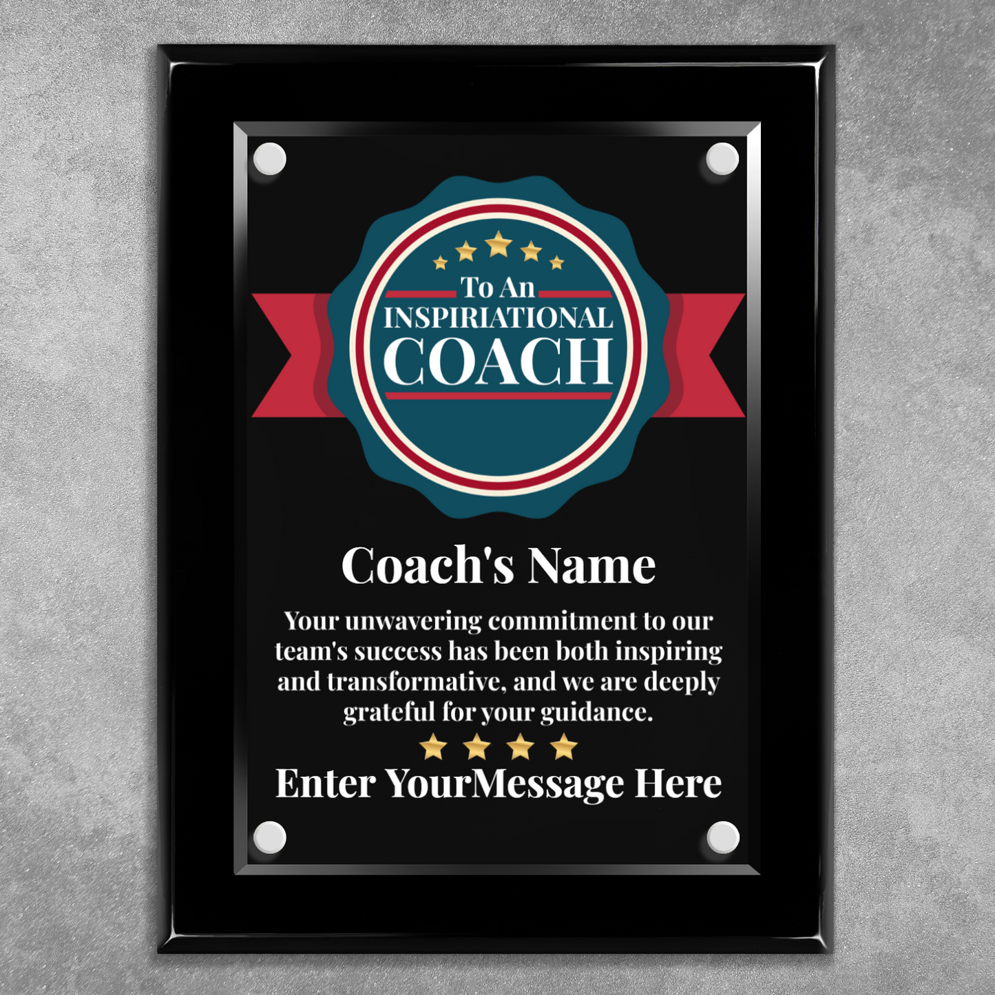 An Inspirational Coach 9" x 12" High Gloss Piano Finish Photo Plaque
