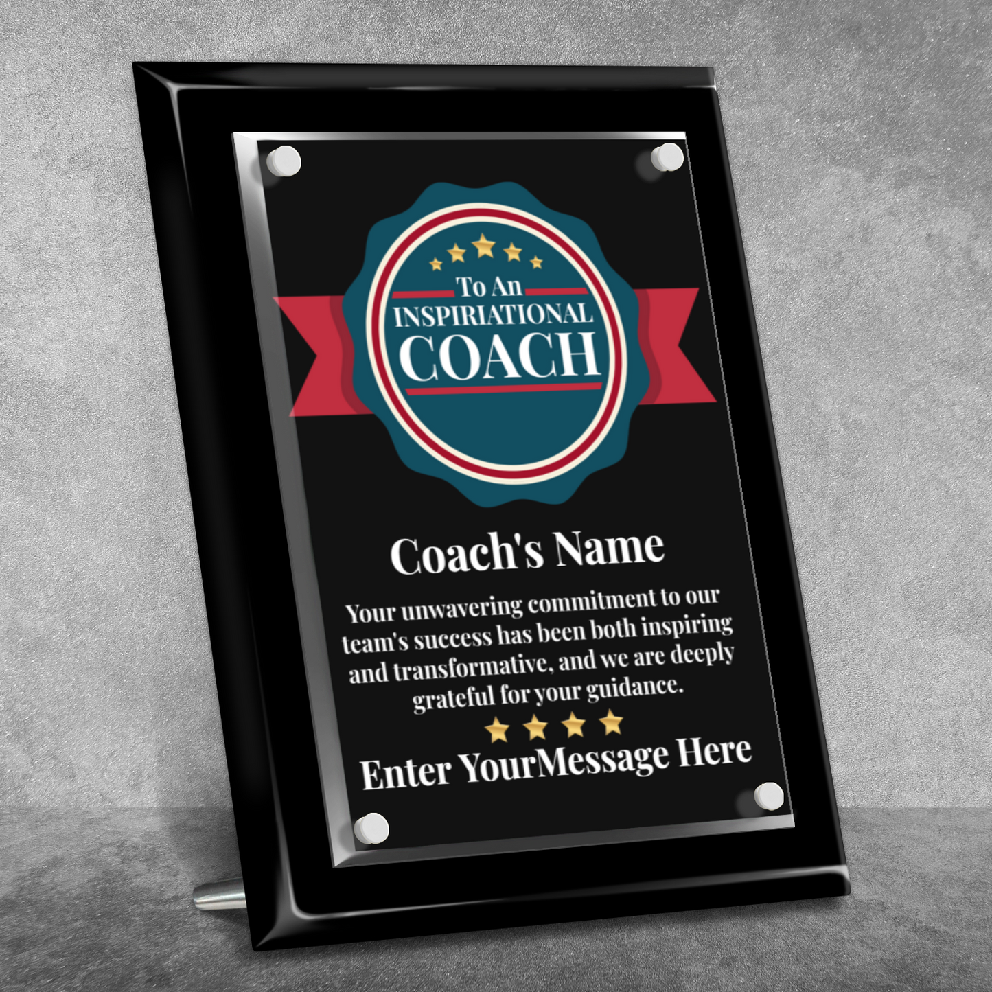 An Inspirational Coach 9" x 12" High Gloss Piano Finish Photo Plaque
