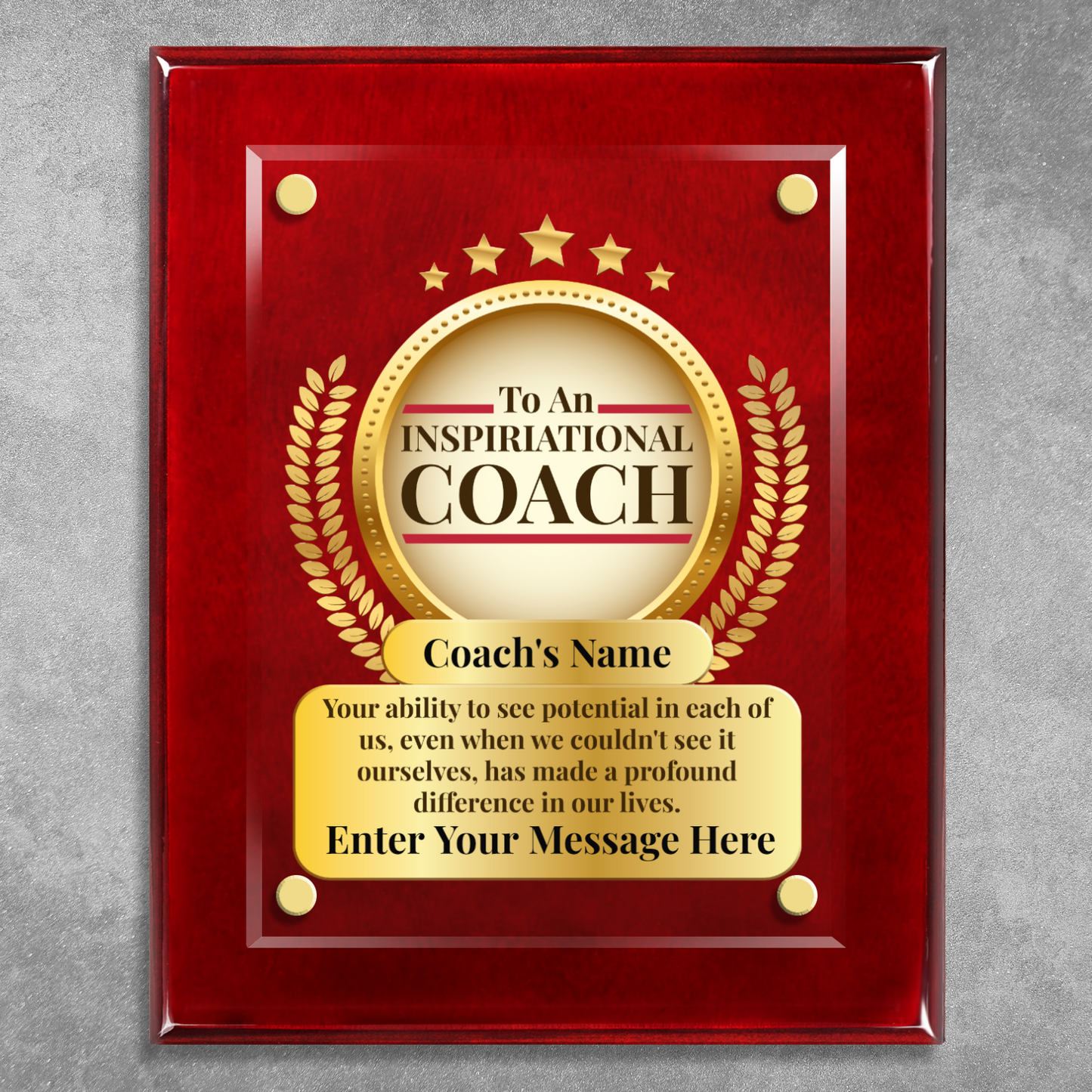 An Inspirational Coach  8" x 10" High Gloss Piano Finish Photo Plaque 2