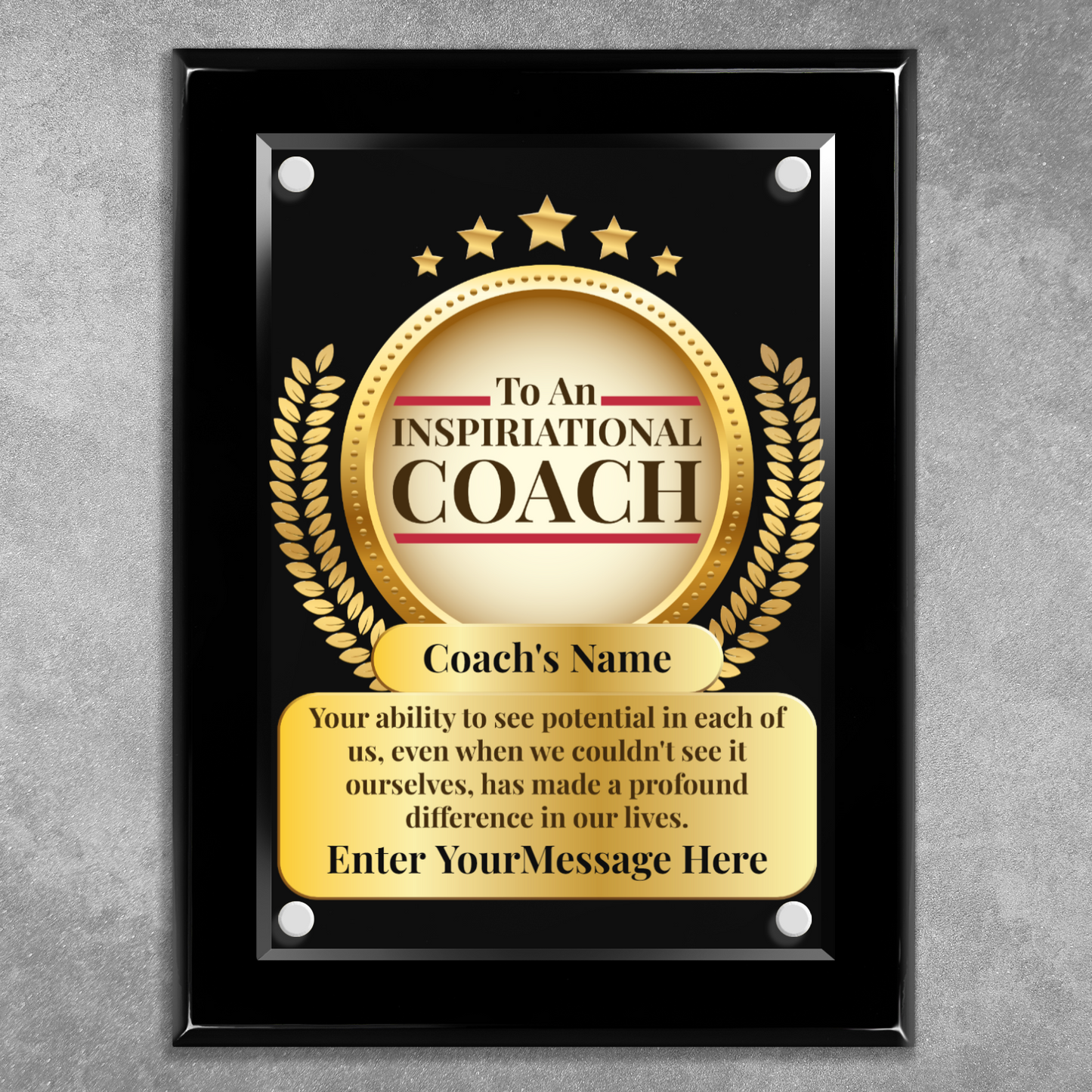 An Inspirational Coach 9" x 12" High Gloss Piano Finish Photo Plaque