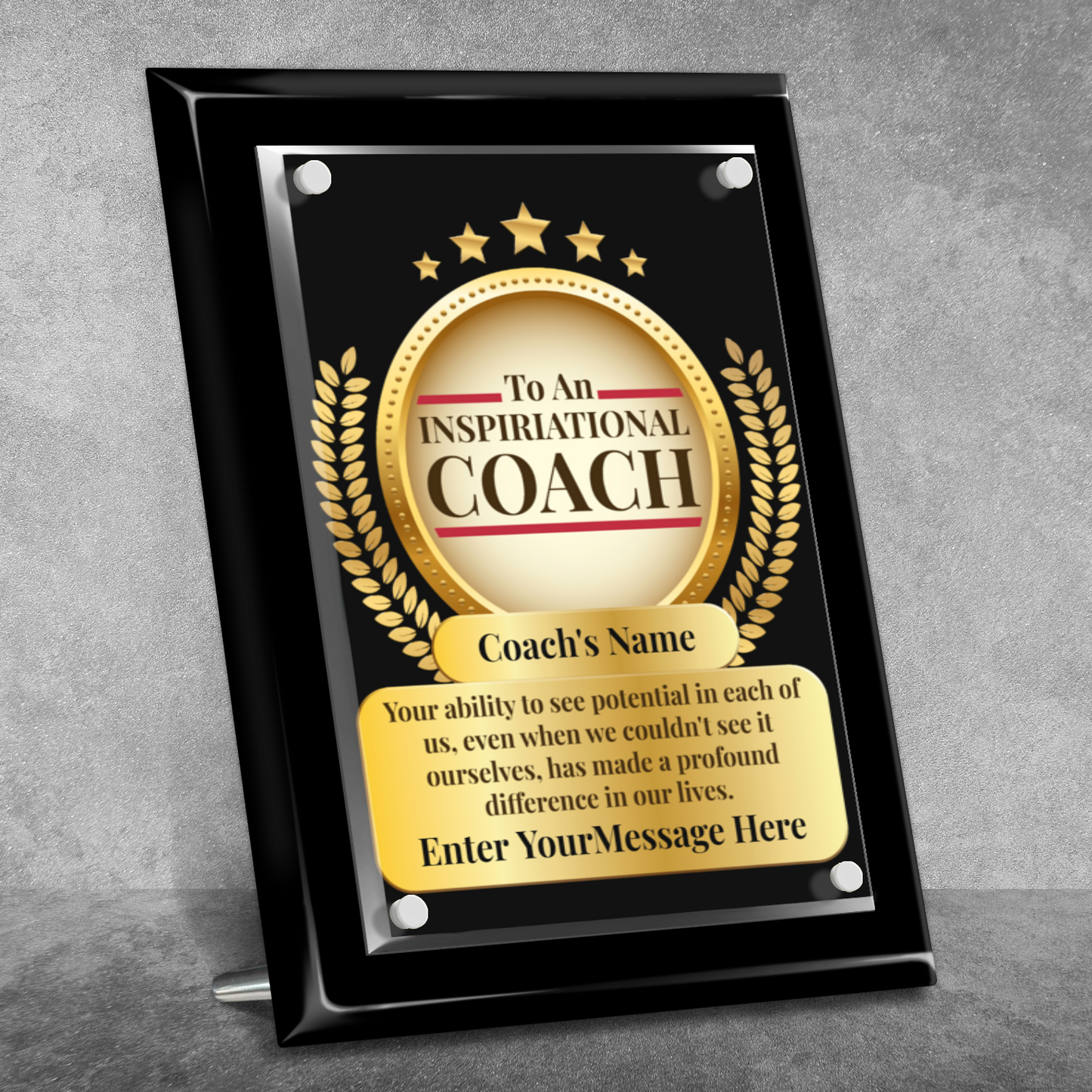 An Inspirational Coach 9" x 12" High Gloss Piano Finish Photo Plaque