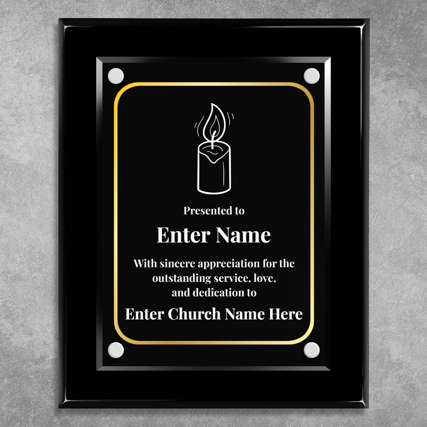 Candle  8" x 10" High Gloss Piano Finish Photo Plaque