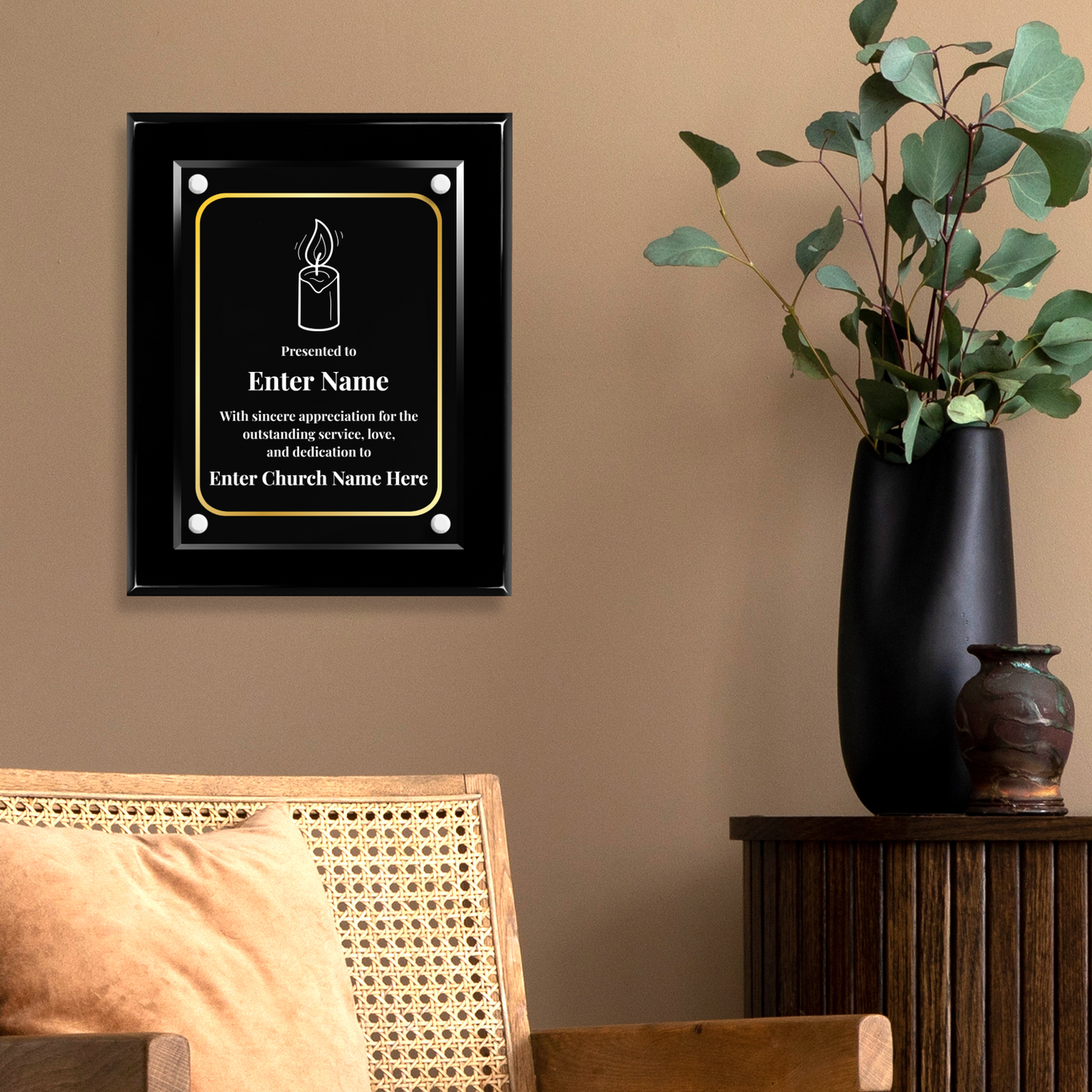 Candle  8" x 10" High Gloss Piano Finish Photo Plaque