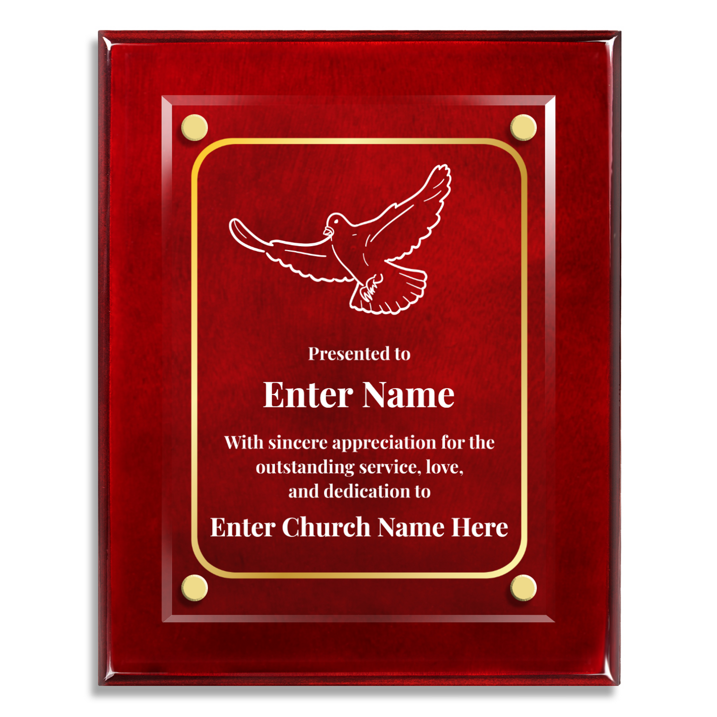 Dove Of Peace  8" x 10" High Gloss Piano Finish Photo Plaque