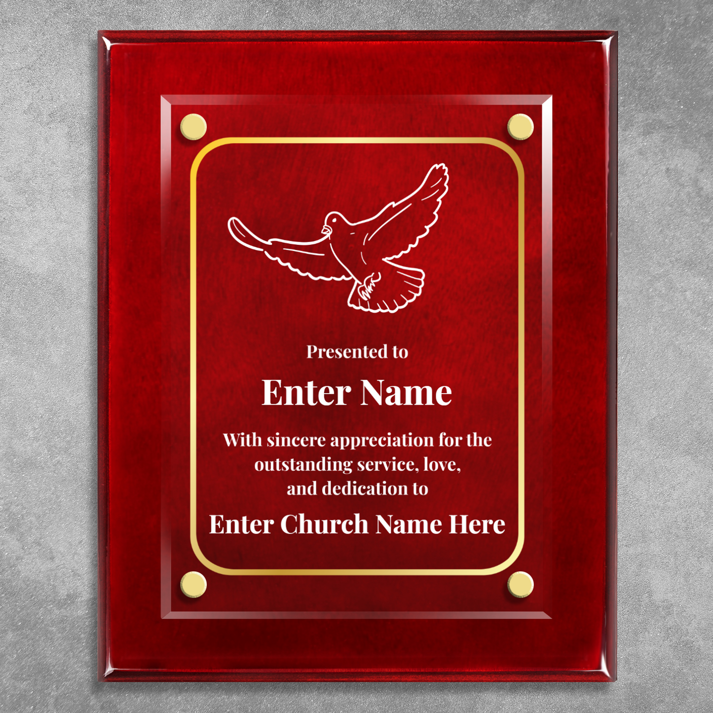 Dove Of Peace  8" x 10" High Gloss Piano Finish Photo Plaque