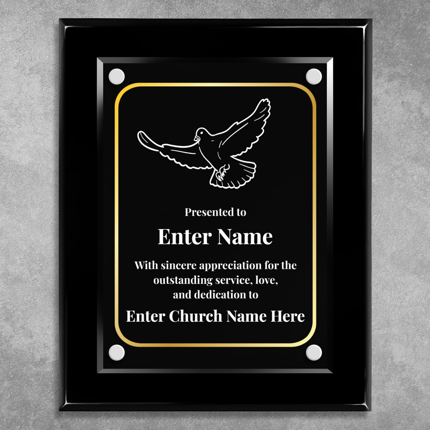 Dove Of Peace  8" x 10" High Gloss Piano Finish Photo Plaque