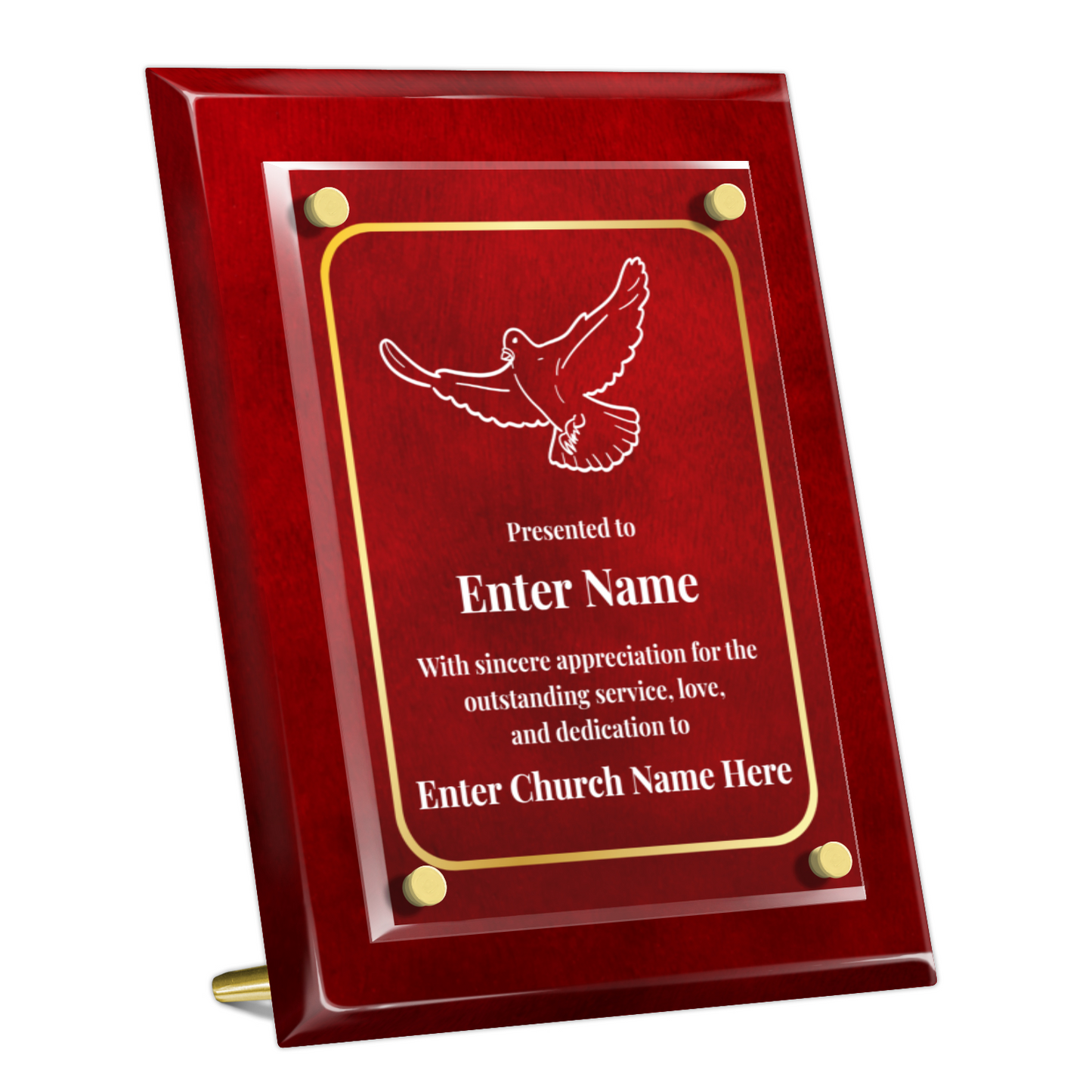 Dove Of Peace  8" x 10" High Gloss Piano Finish Photo Plaque