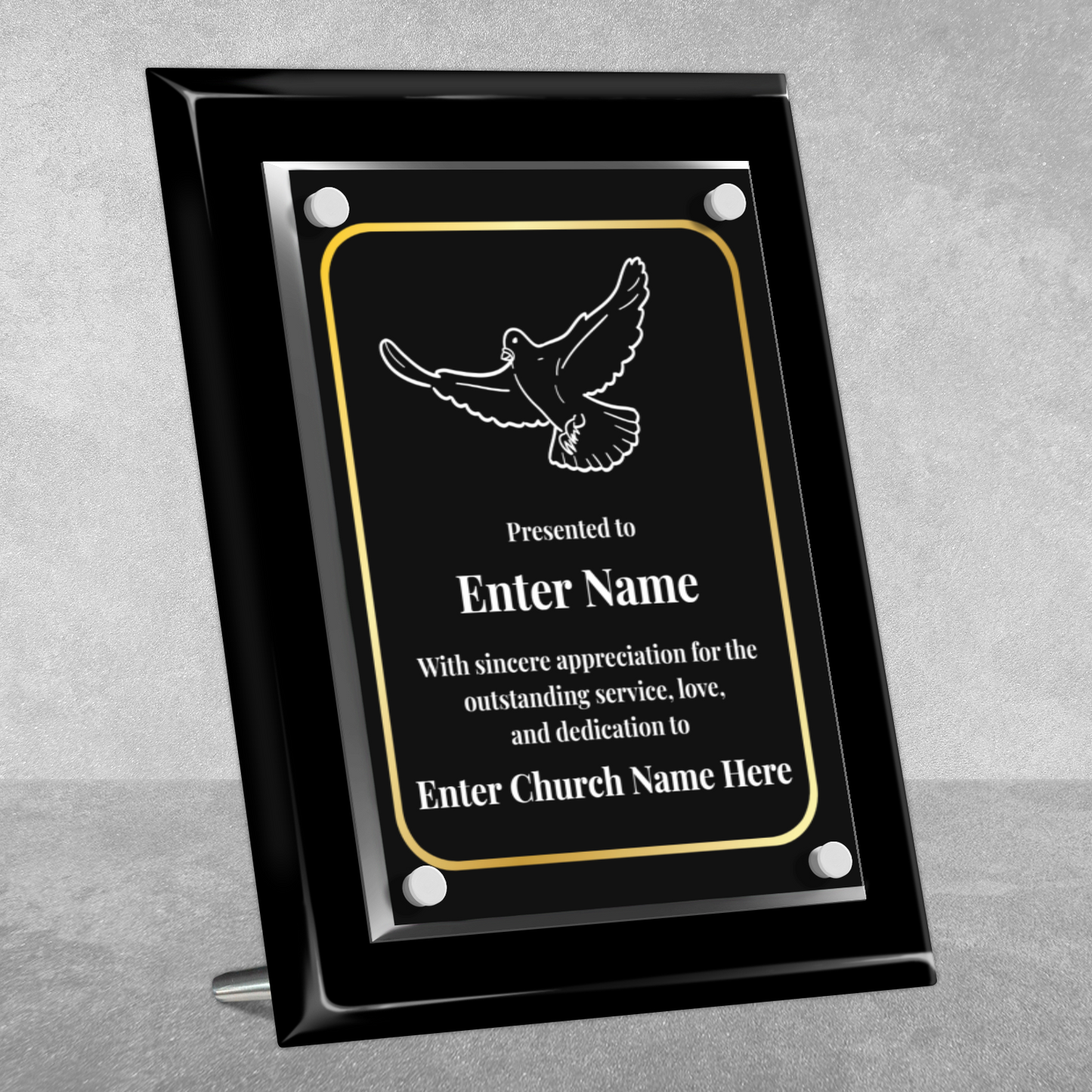 Dove Of Peace  8" x 10" High Gloss Piano Finish Photo Plaque