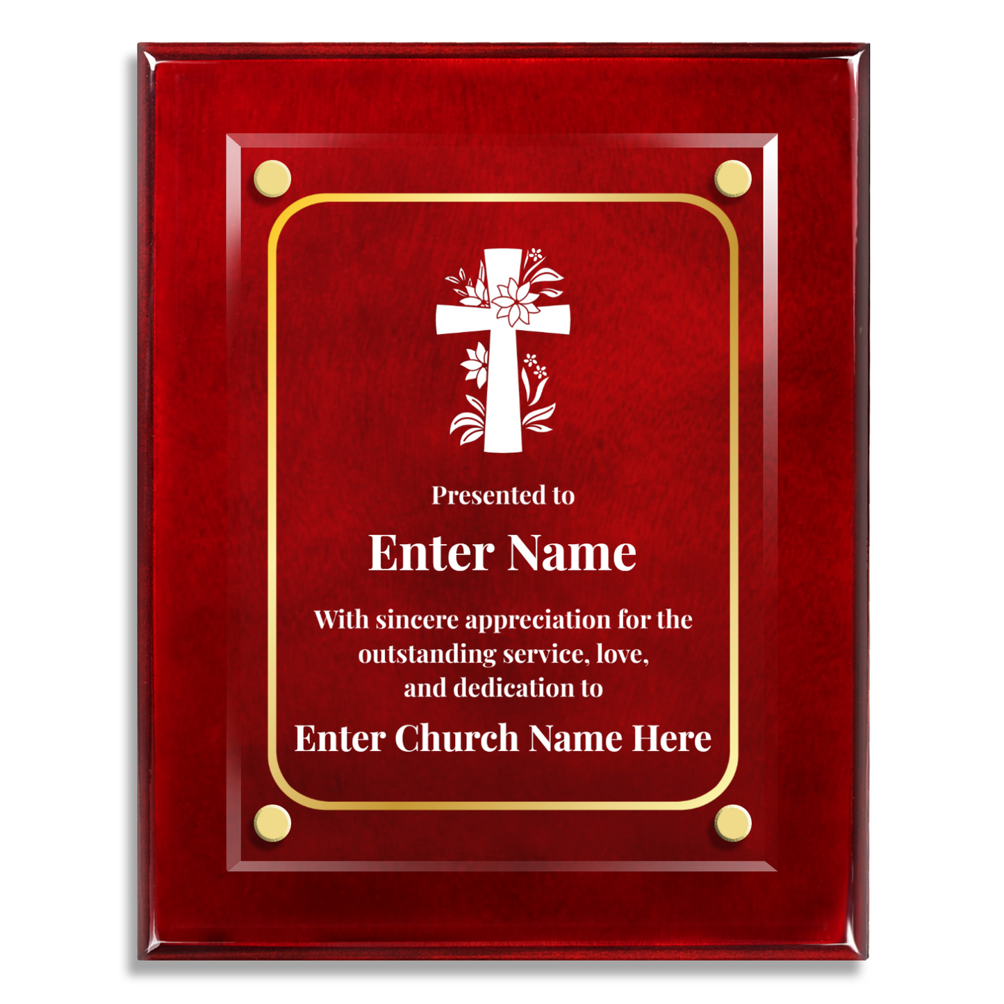 Floral Cross 1  8" x 10" High Gloss Piano Finish Photo Plaque