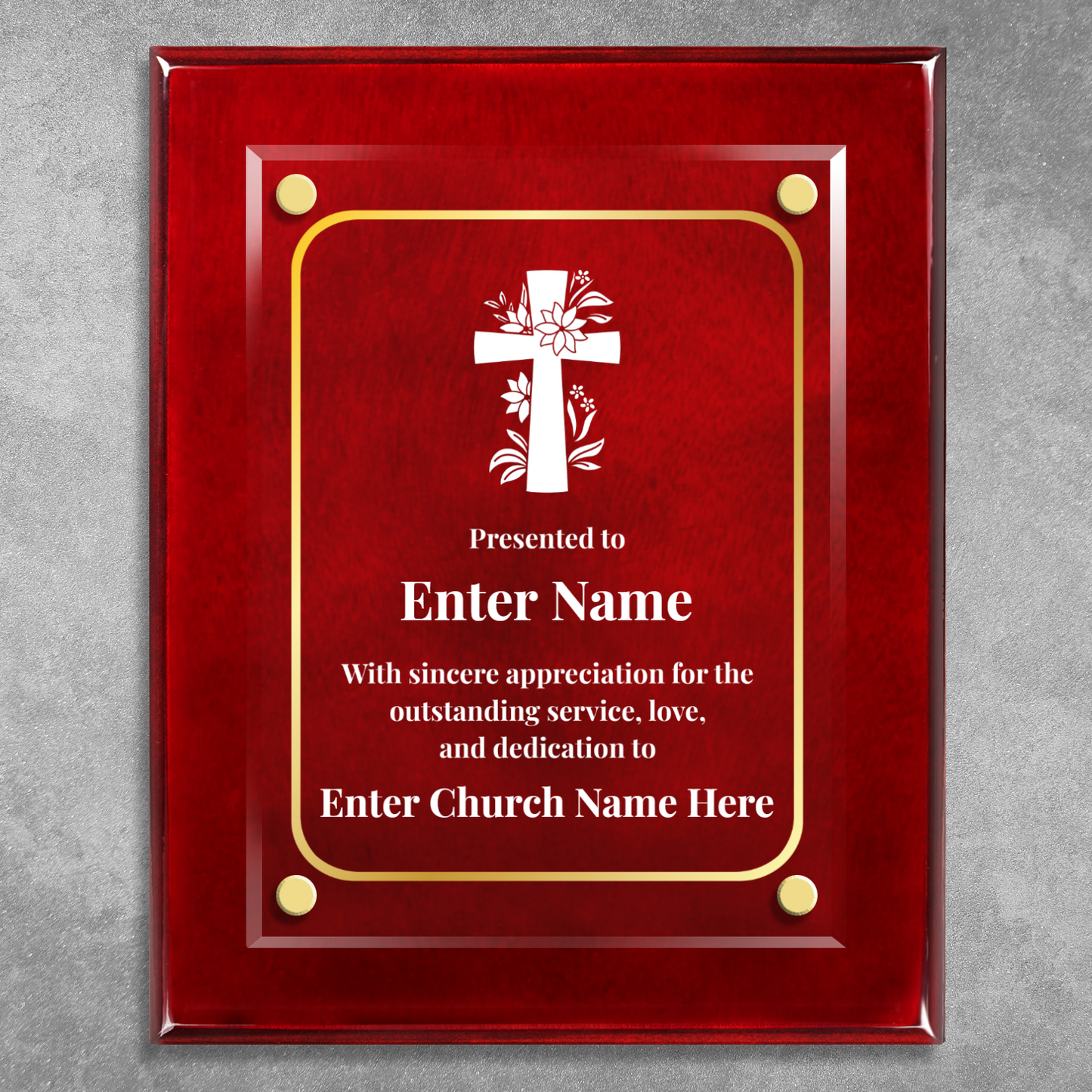 Floral Cross 1  8" x 10" High Gloss Piano Finish Photo Plaque