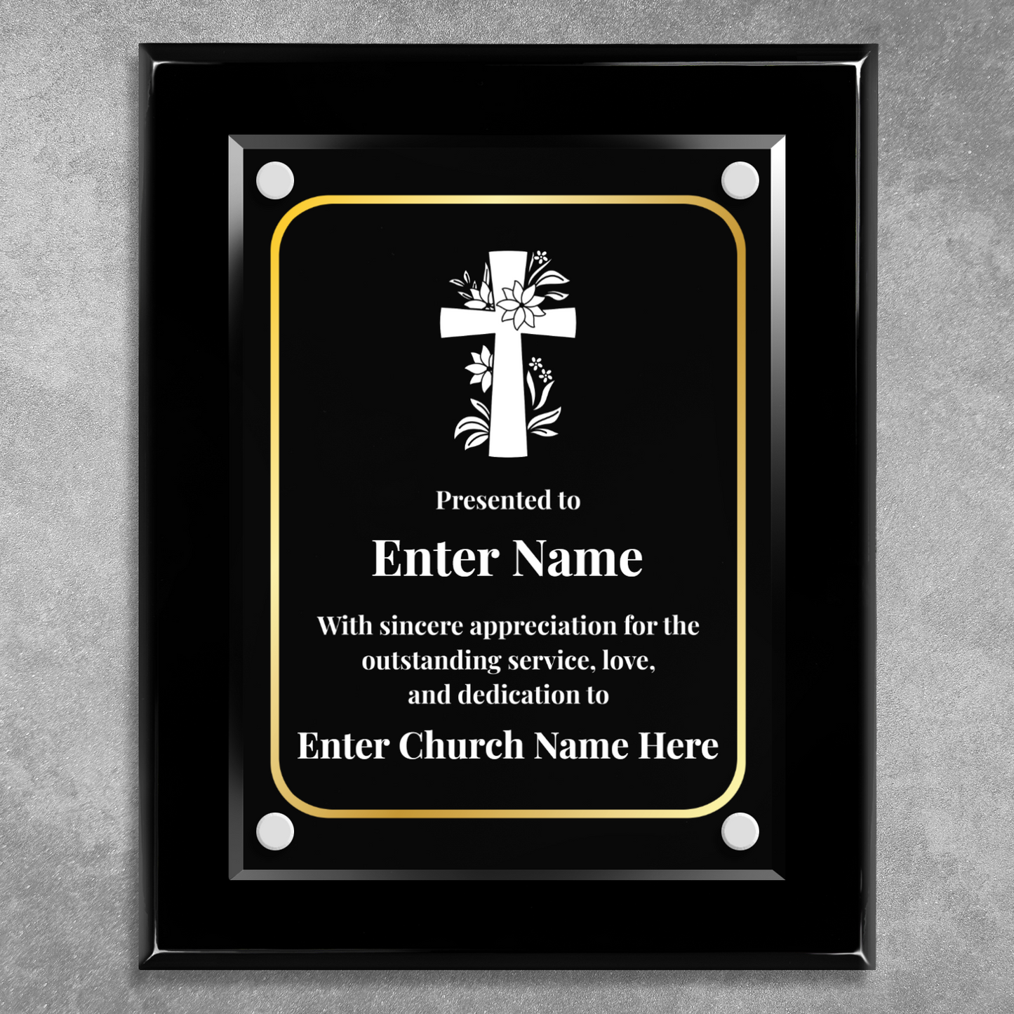 Floral Cross 1  8" x 10" High Gloss Piano Finish Photo Plaque
