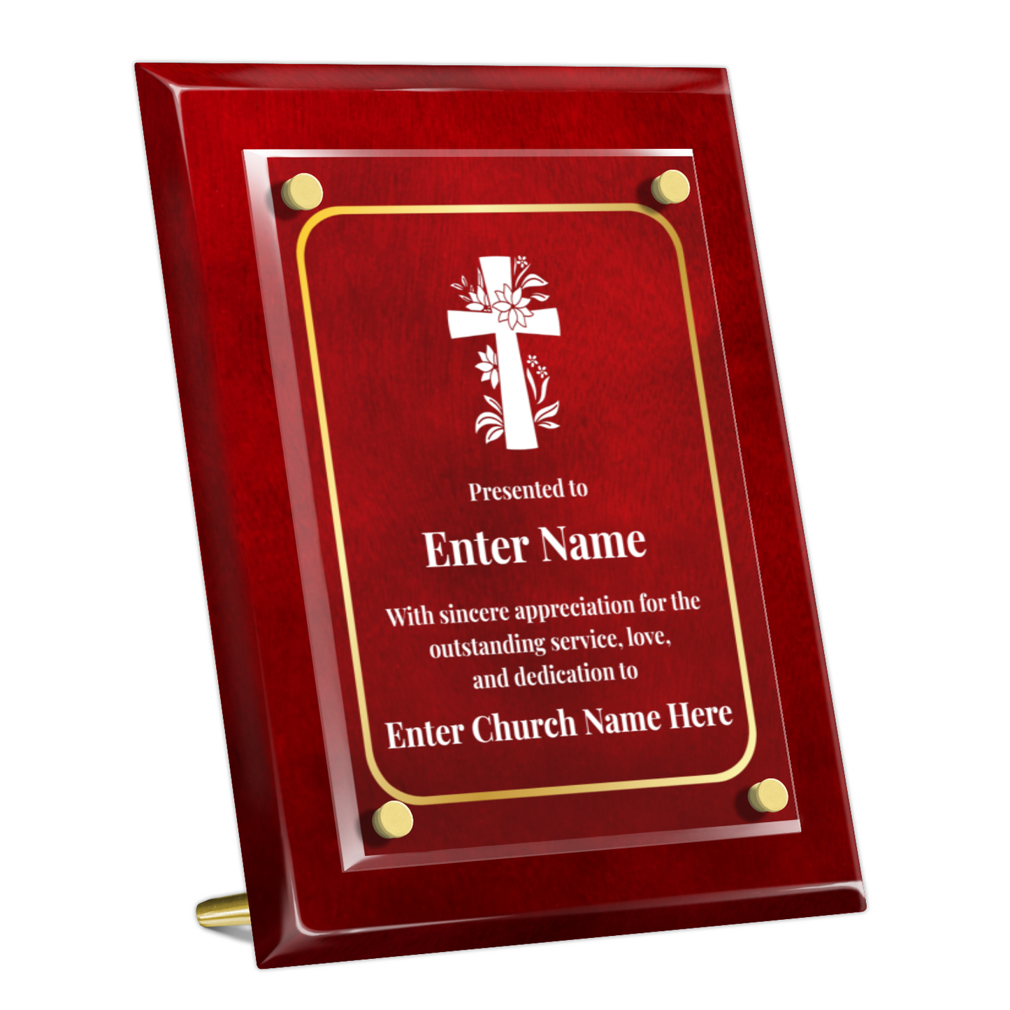 Floral Cross 1  8" x 10" High Gloss Piano Finish Photo Plaque