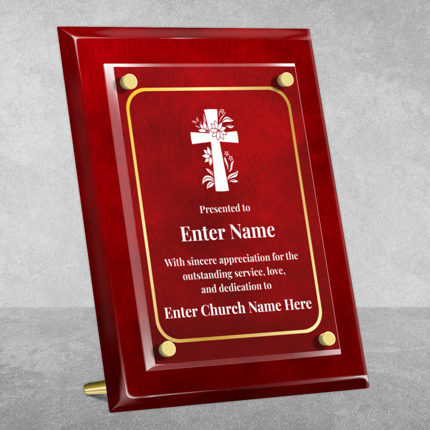 Floral Cross 1  8" x 10" High Gloss Piano Finish Photo Plaque