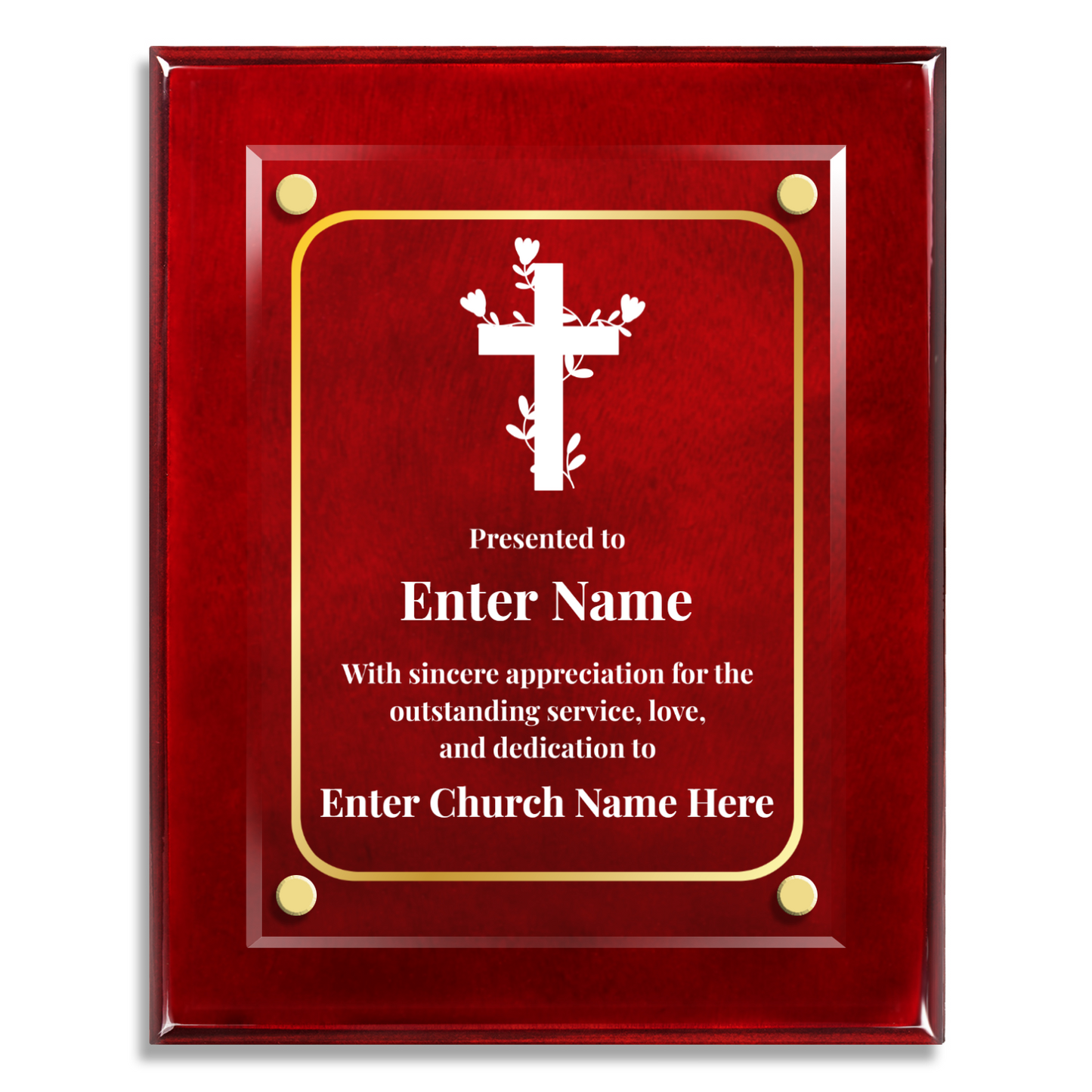 Floral Cross 2  8" x 10" High Gloss Piano Finish Photo Plaque