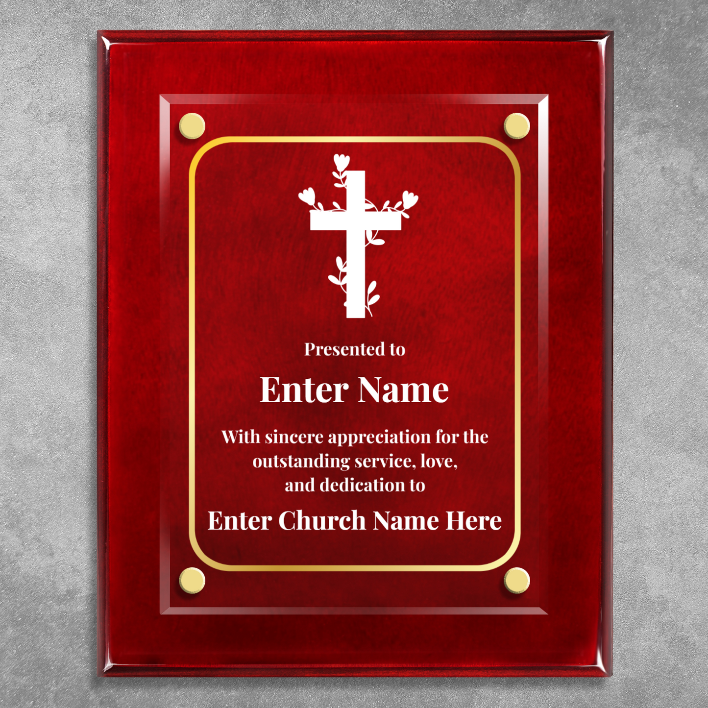 Floral Cross 2  8" x 10" High Gloss Piano Finish Photo Plaque