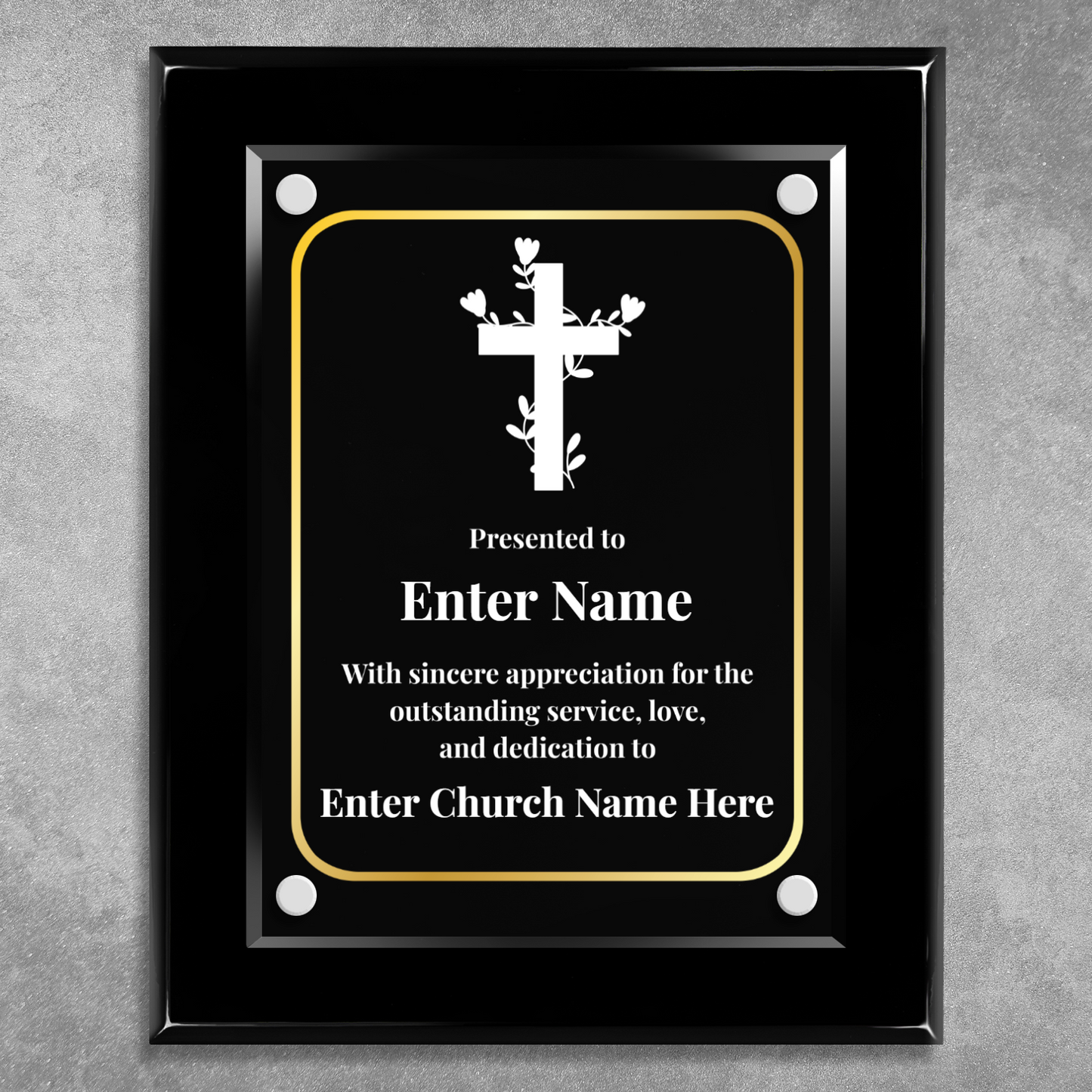 Floral Cross 2  8" x 10" High Gloss Piano Finish Photo Plaque