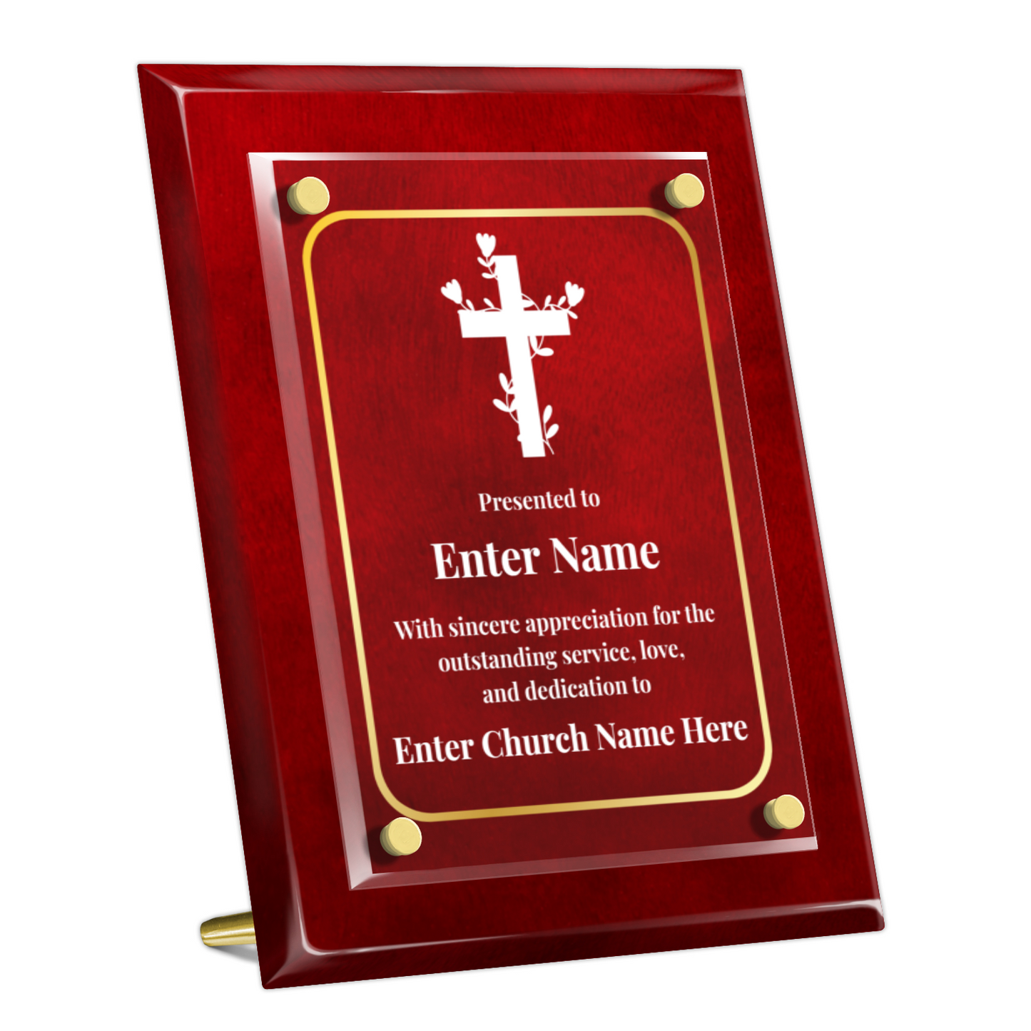 Floral Cross 2  8" x 10" High Gloss Piano Finish Photo Plaque