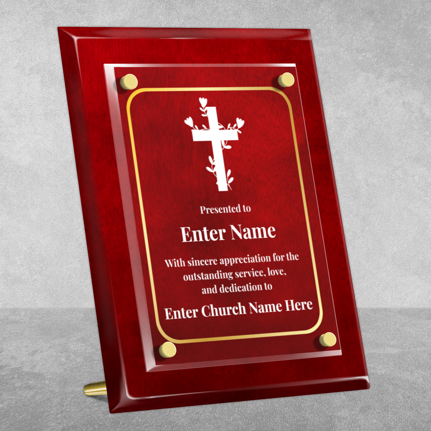 Floral Cross 2  8" x 10" High Gloss Piano Finish Photo Plaque