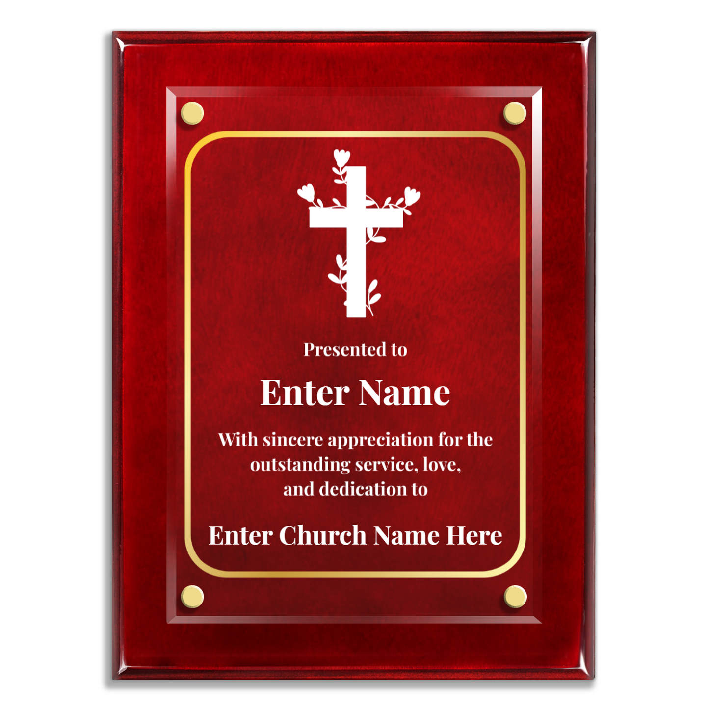 Floral Cross 2 9" x 12" High Gloss Piano Finish Photo Plaque