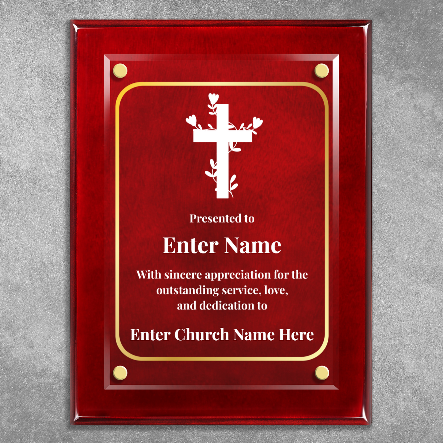 Floral Cross 2 9" x 12" High Gloss Piano Finish Photo Plaque