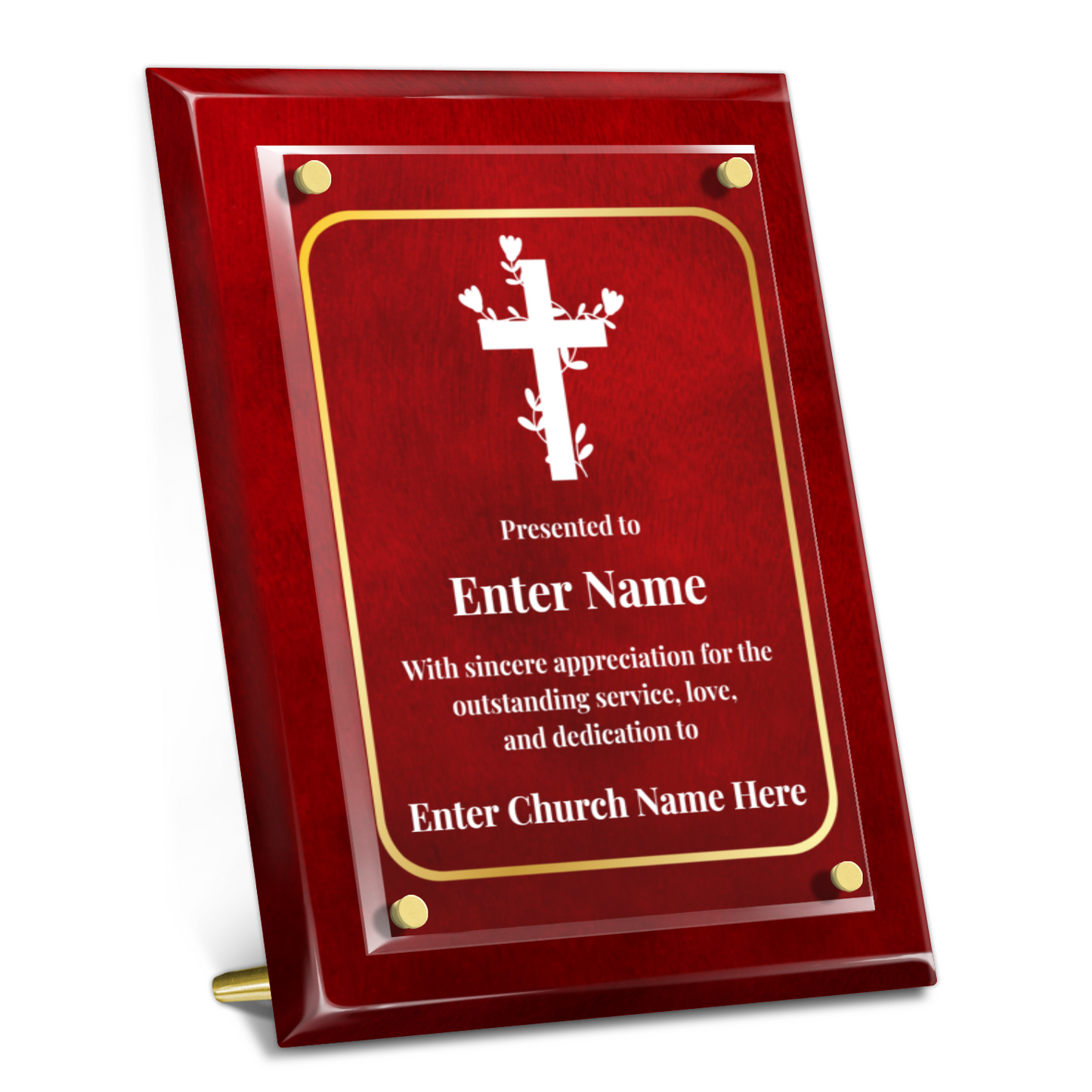 Floral Cross 2 9" x 12" High Gloss Piano Finish Photo Plaque