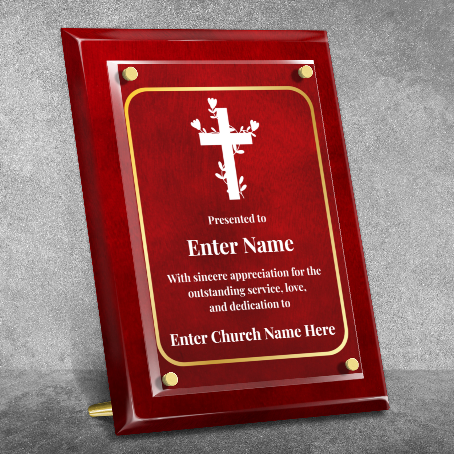 Floral Cross 2 9" x 12" High Gloss Piano Finish Photo Plaque