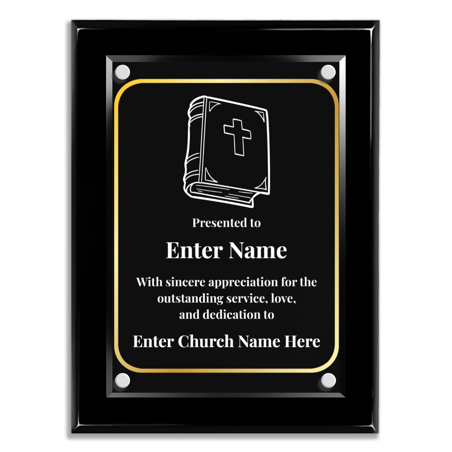 Bible 9" x 12" High Gloss Piano Finish Photo Plaque
